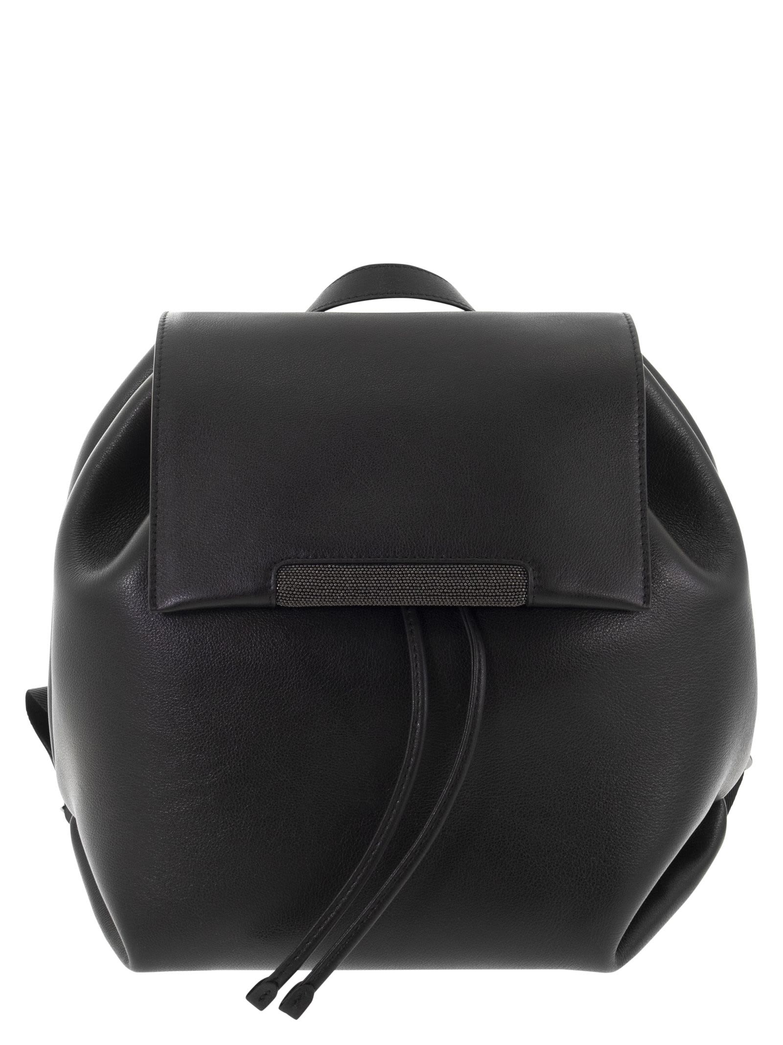 Brunello Cucinelli Leather Backpack With Monile