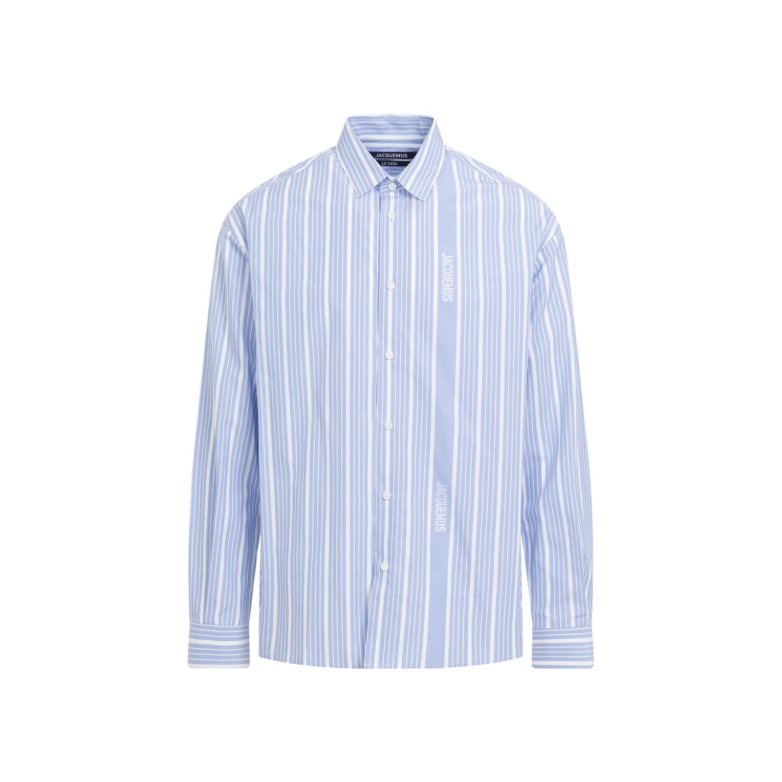 Shop Jacquemus La Chemise Simon Shirt In Gy Jacquard Business Big Log