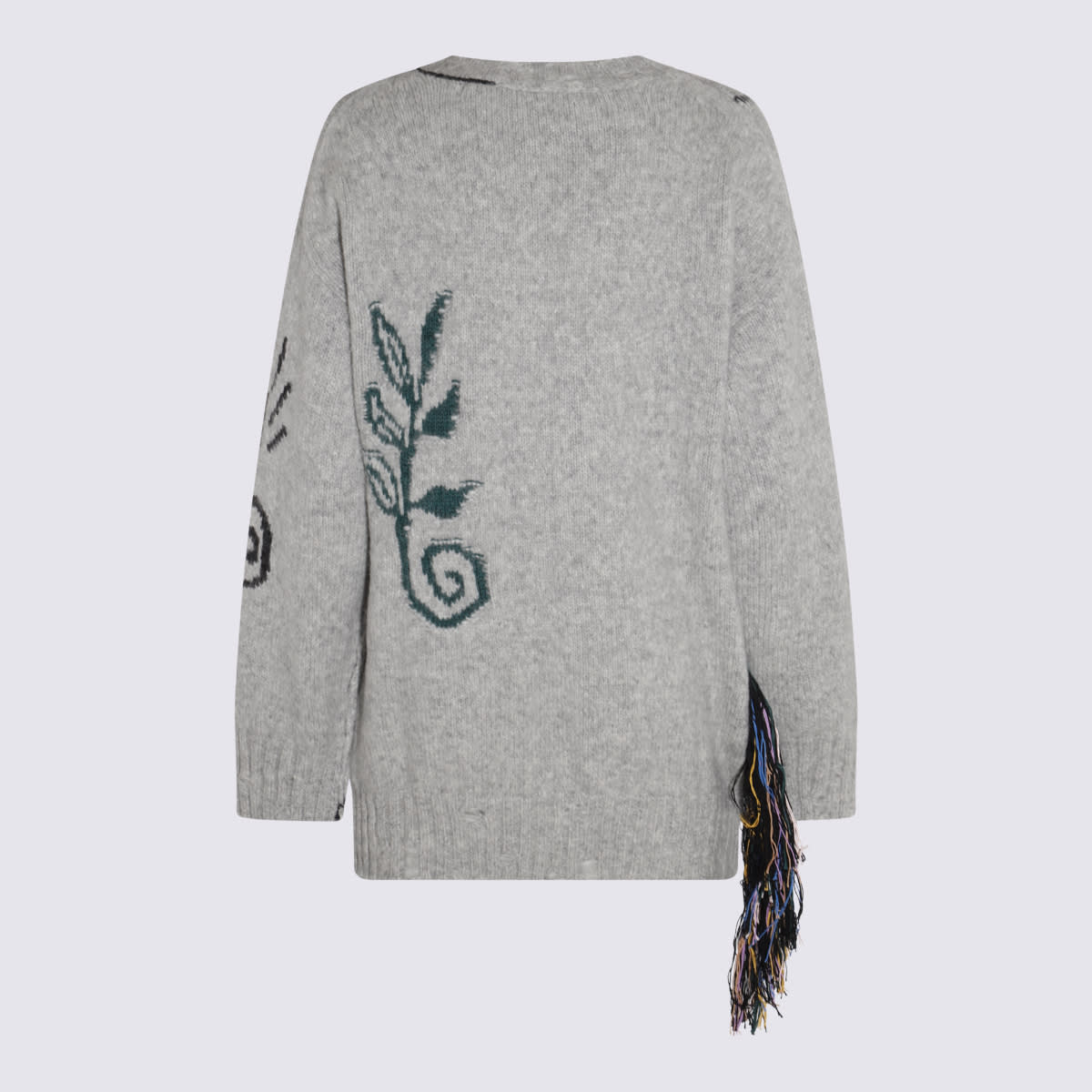 Shop Stella Mccartney Grey Alpaca And Wool Blend Folk Sweater In Multicolour