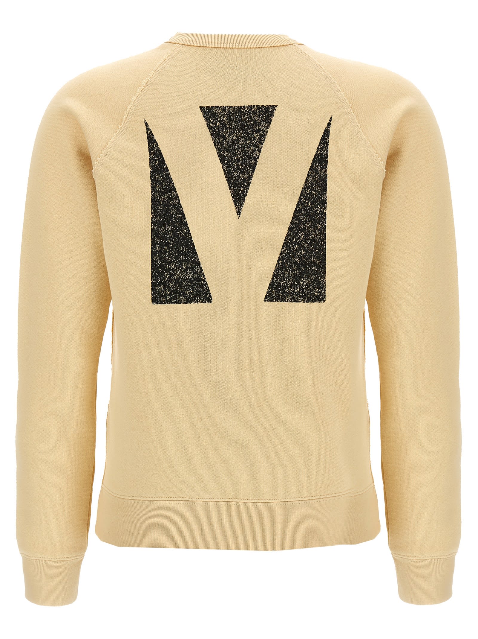 Valentino Graphic Print Cotton Sweatshirt With Raglan Sleeves In Sand