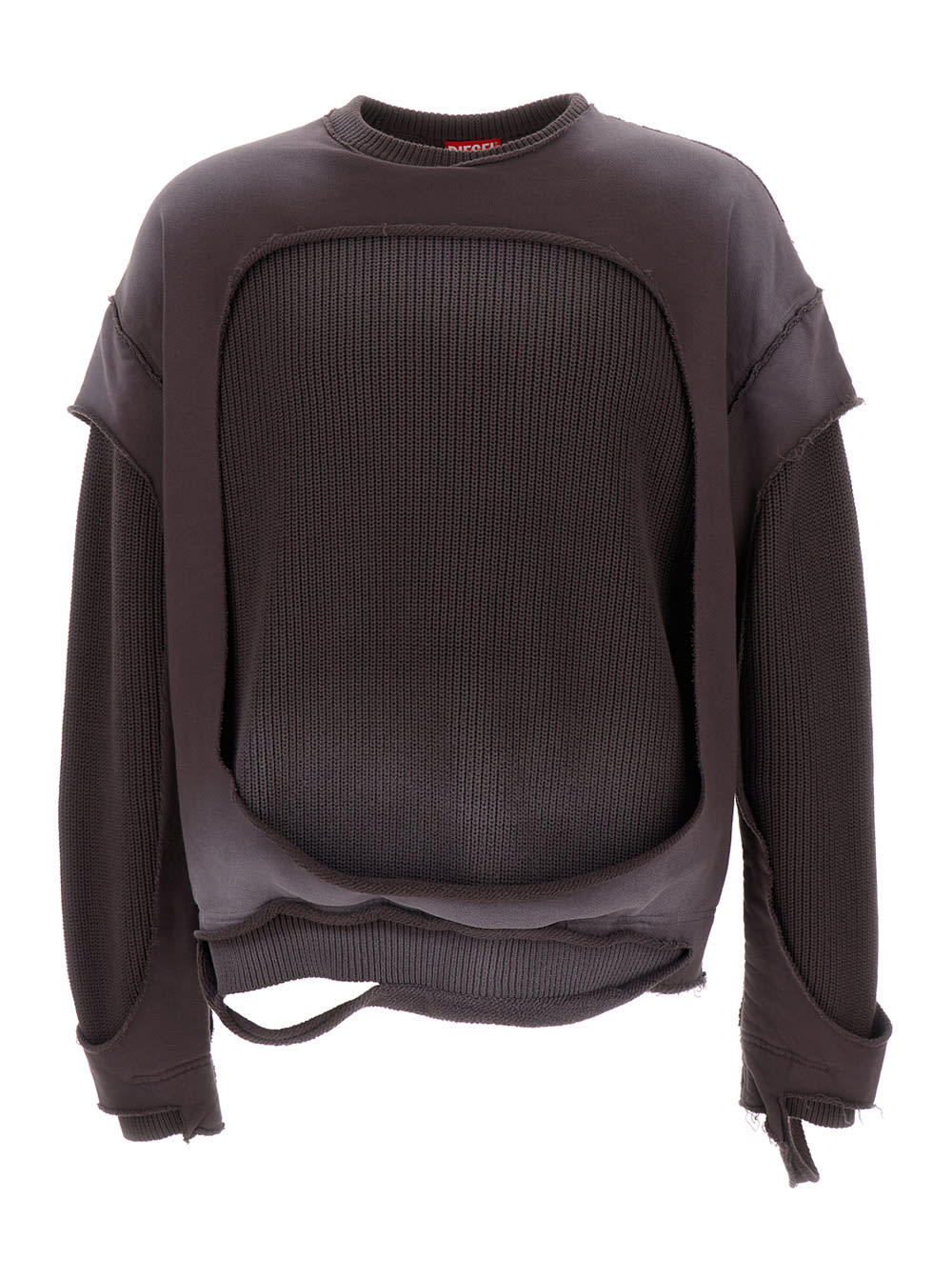 Shop Diesel Black K-osbert Ripped Sweatshirt In Cotton Man