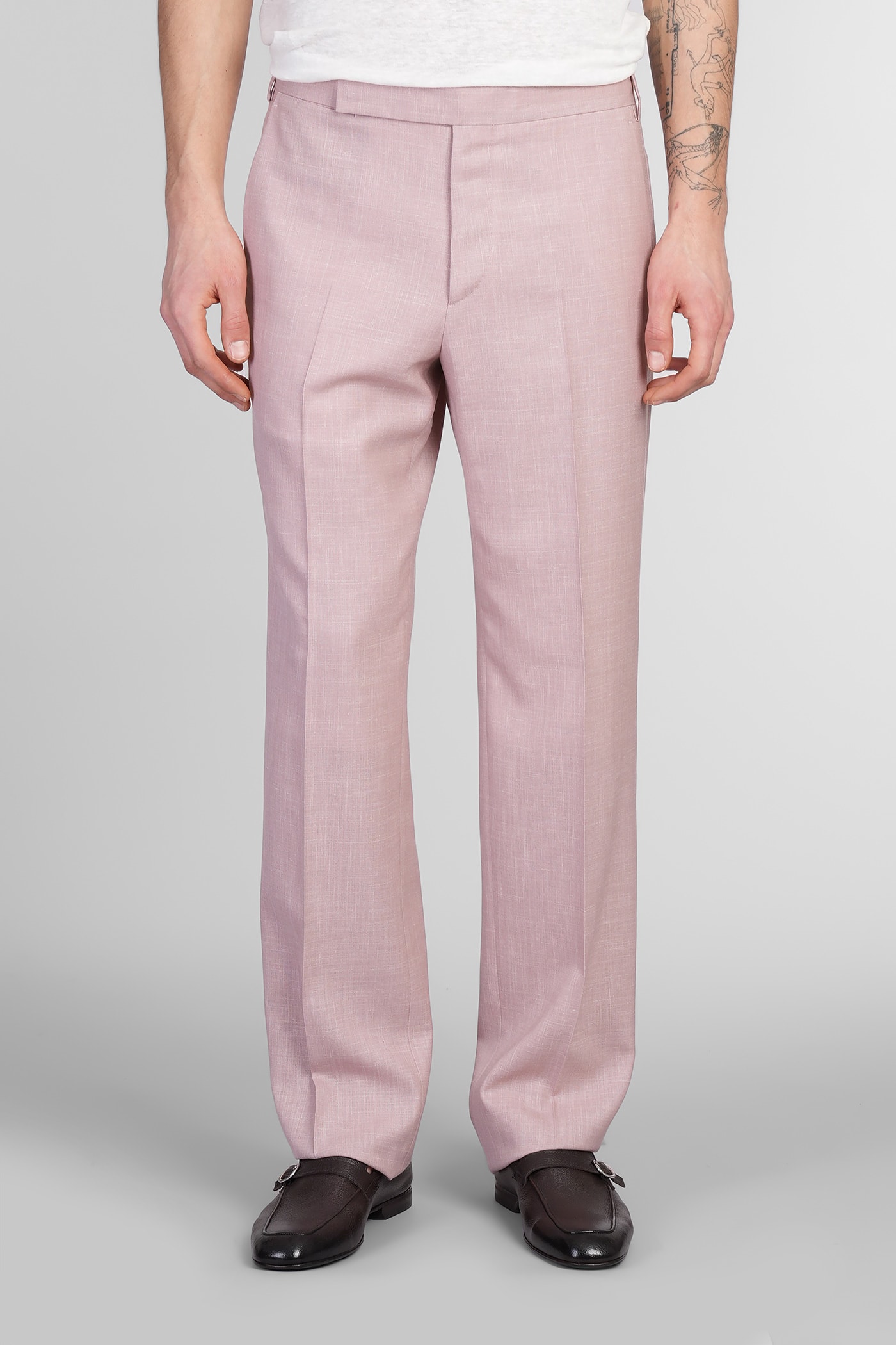 パンツ LARDINI Wool, silk and linen trouser with fold Rosa Wool, silk and linen trouser with fold LARDINI - Nugnes1920