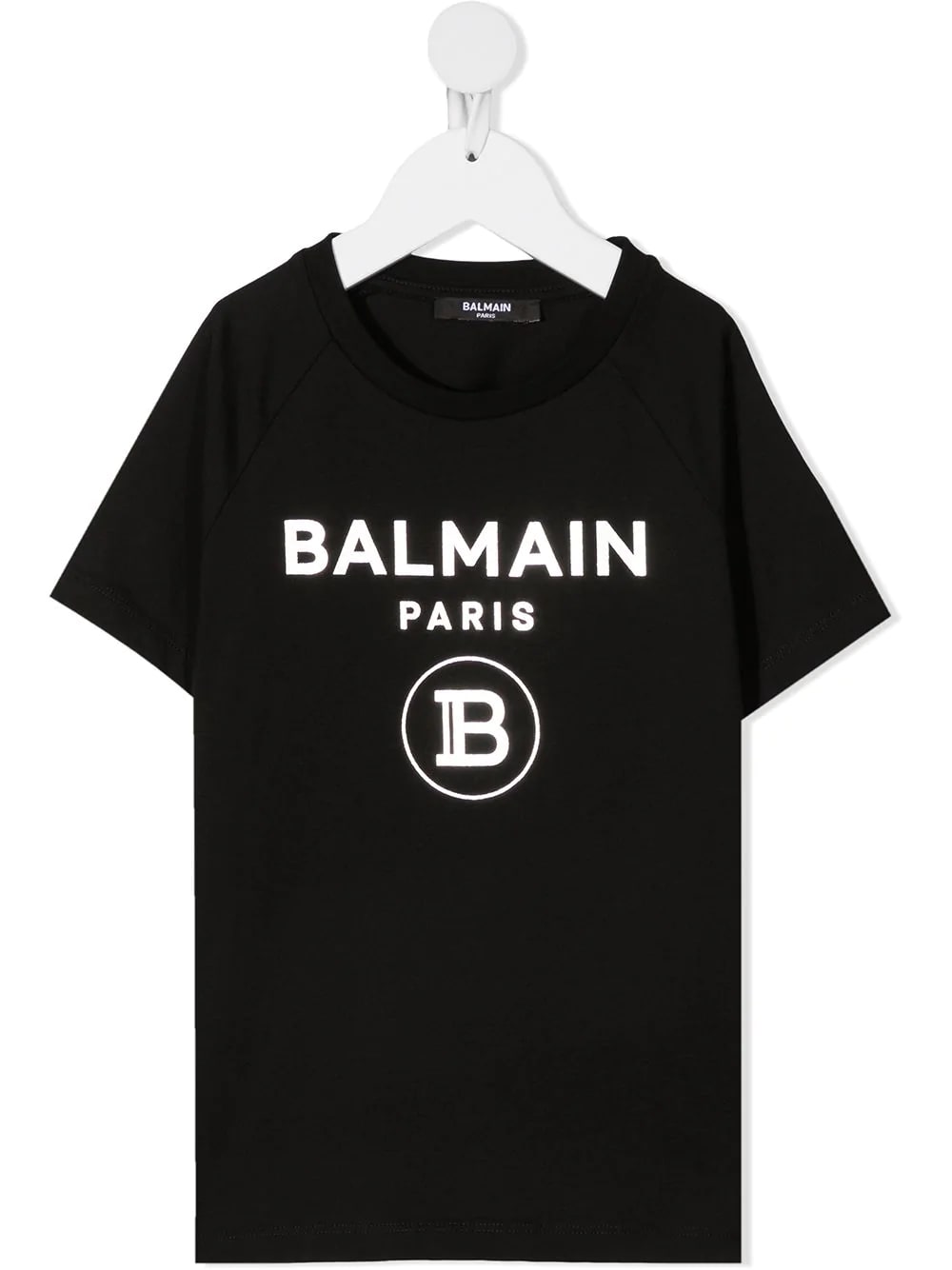 Shop Balmain Unisex Kid Black And Sliver Logo T-shirt