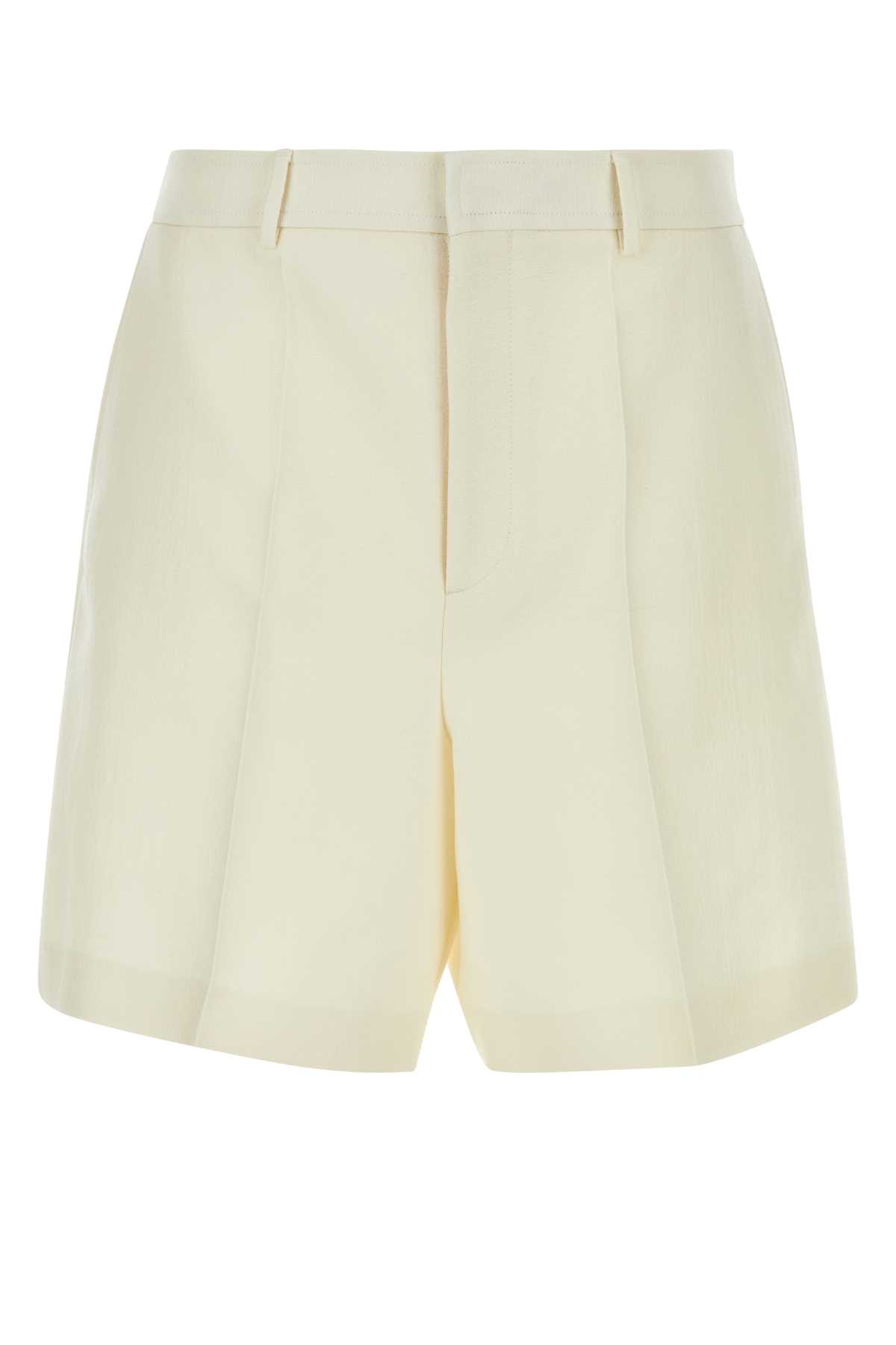 Ivory Wool Blend Bermuda Shorts