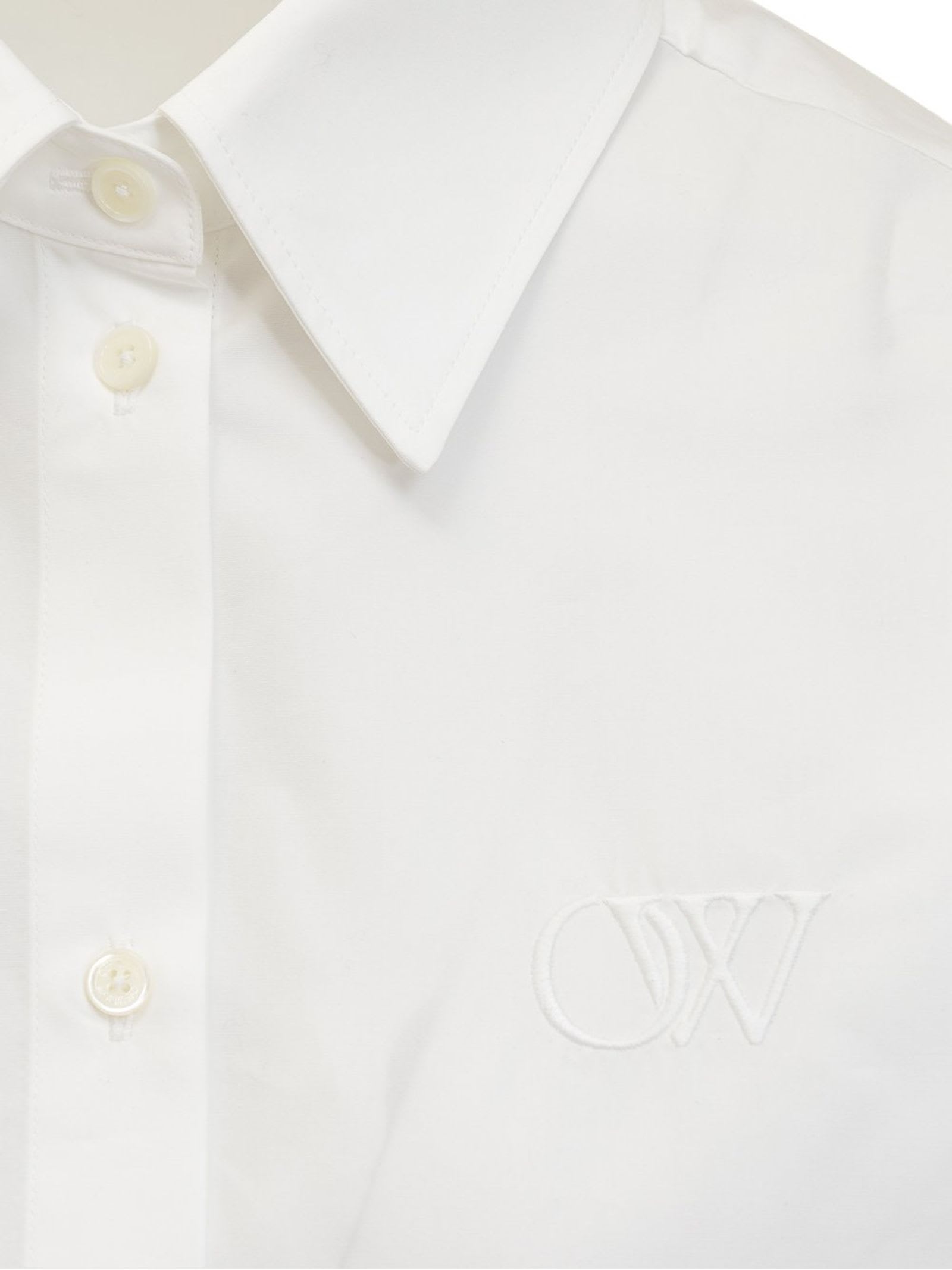 Shop Off-white White Cotton Cropped Shirt