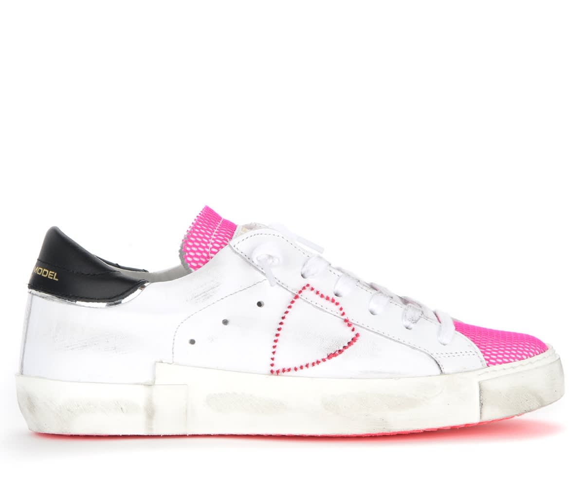 Philippe Model Paris X Sneaker White And Neon Pink