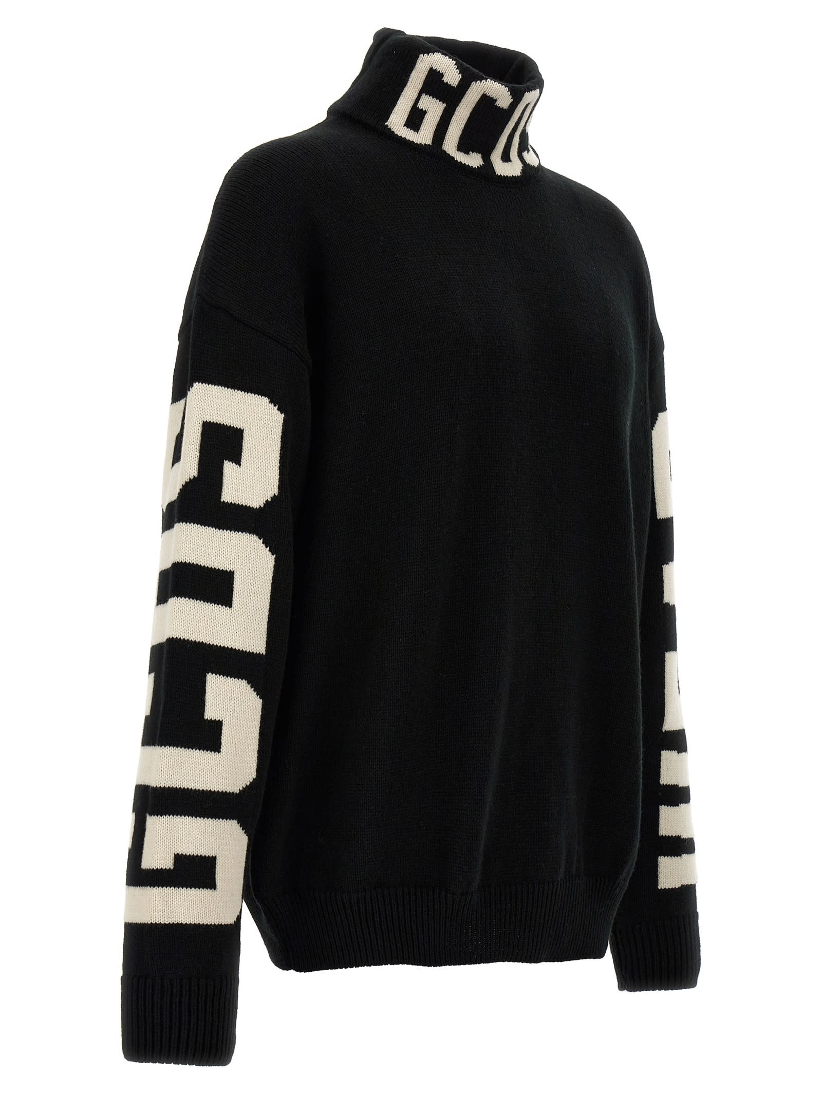 Shop Gcds Jacquard Logo Sweater In Black