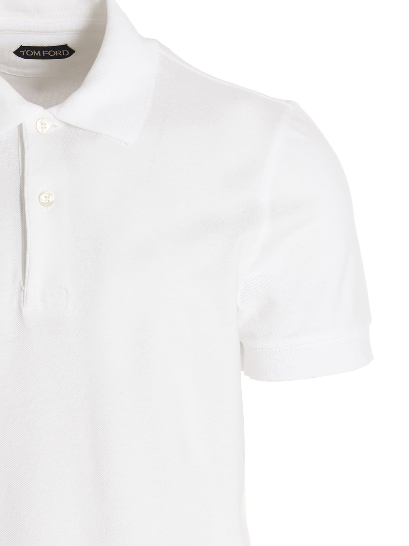 Shop Tom Ford Piqué Cotton Polo Shirt In White