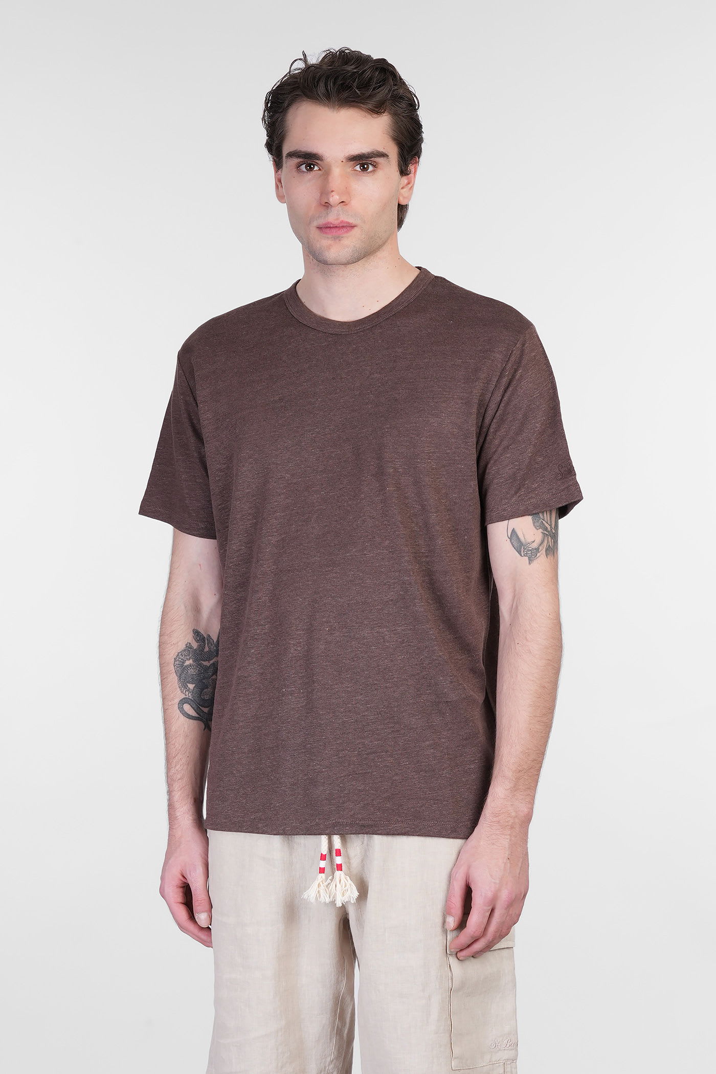 Mc2 Saint Barth Ecstasea N T-shirt In Brown Linen In Brown