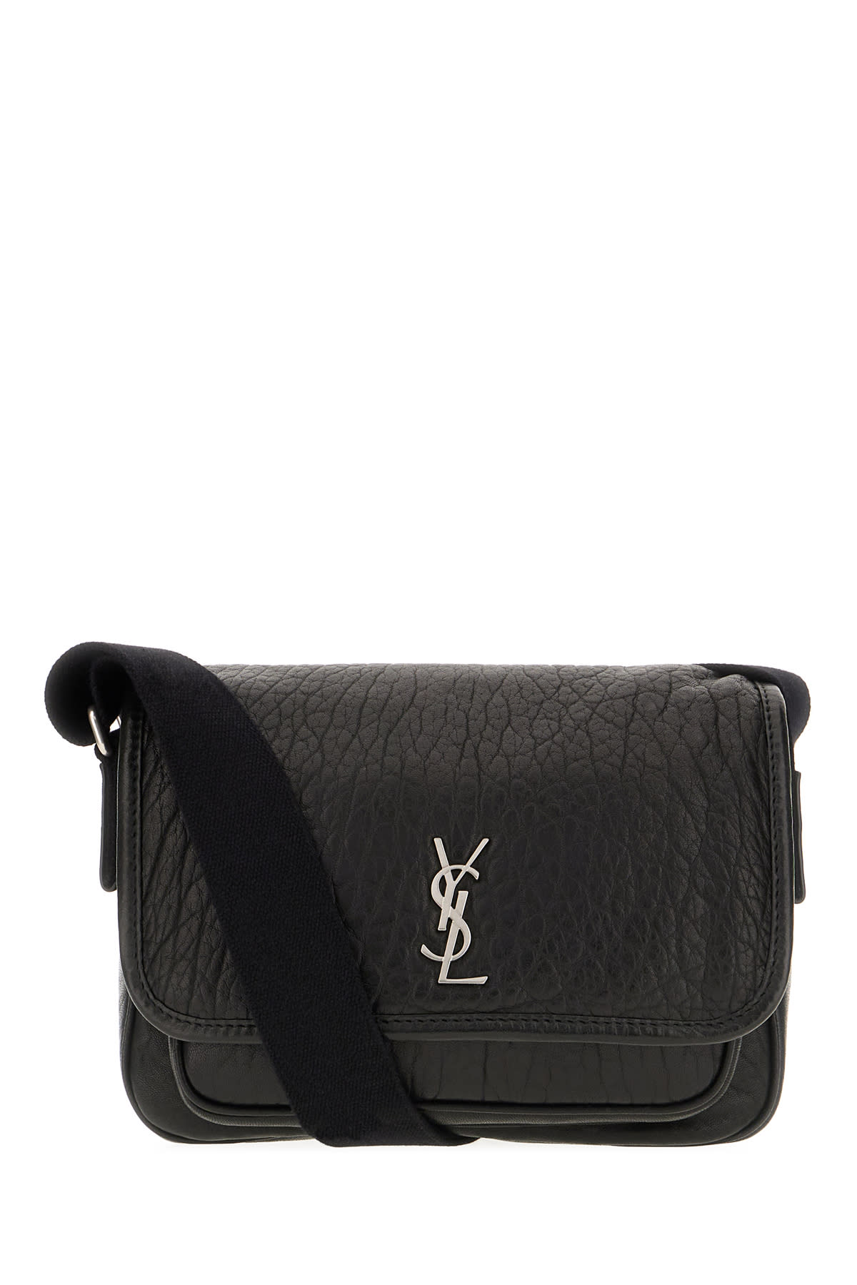 Shop Saint Laurent Black Leather Small Messenger Crossbody Bag