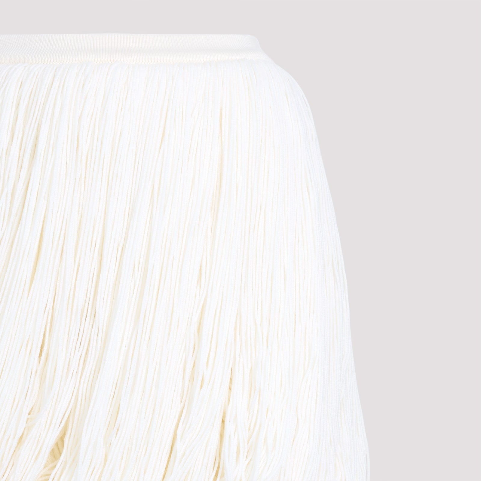 Shop Alaïa Fringes Skirt In Blanc Casse