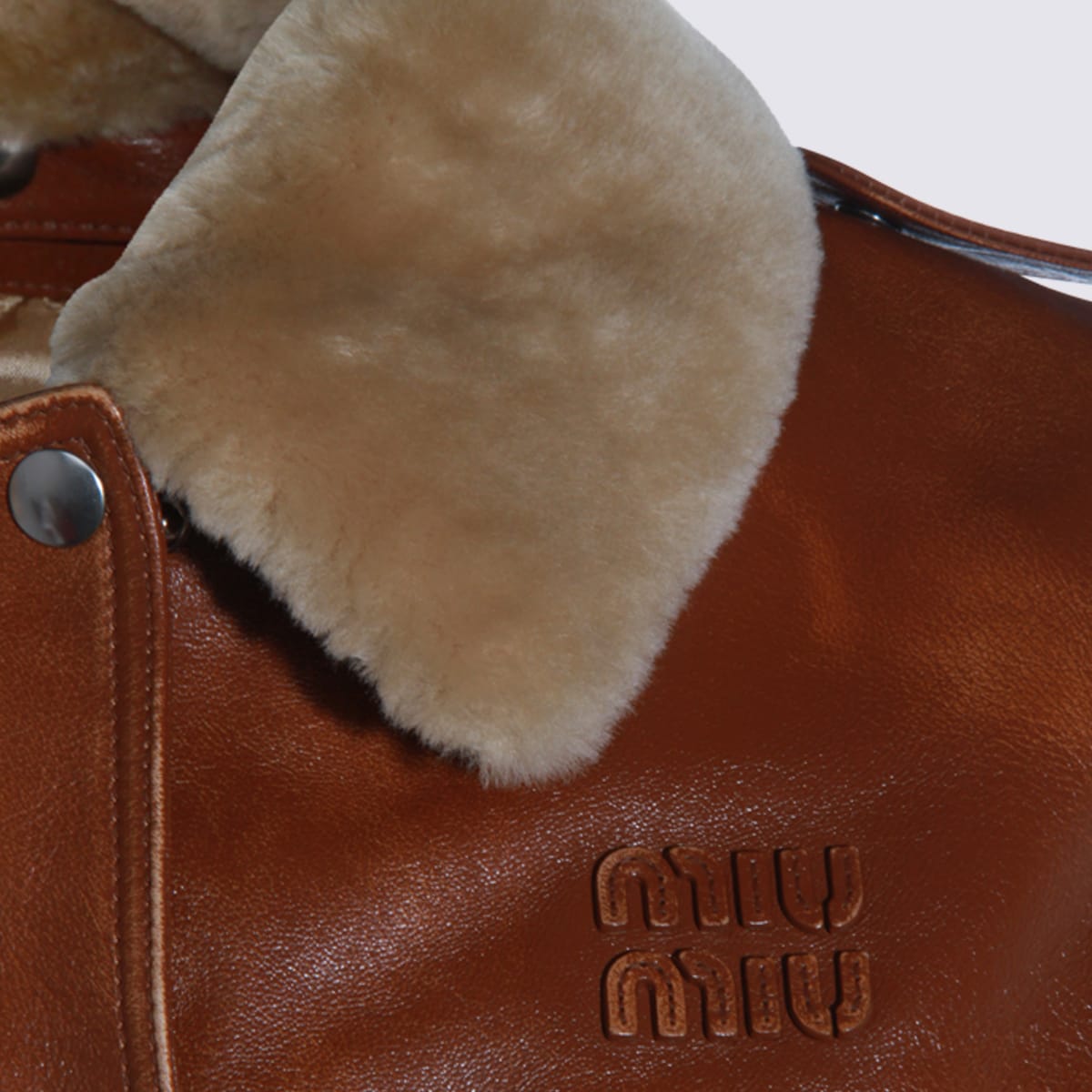 Miu Miu Brown Leather Jacket In Brown