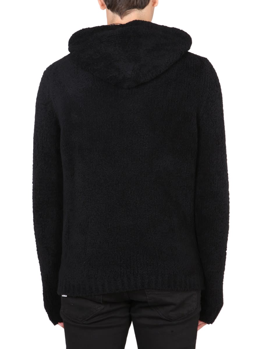 Ten C Sherpa Wool-blend Hoodie In Black