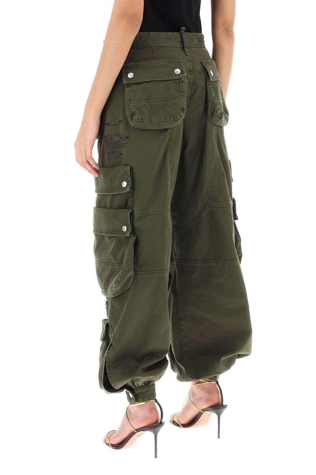 Shop Dsquared2 Pocket Detailed Cargo Pants In Green