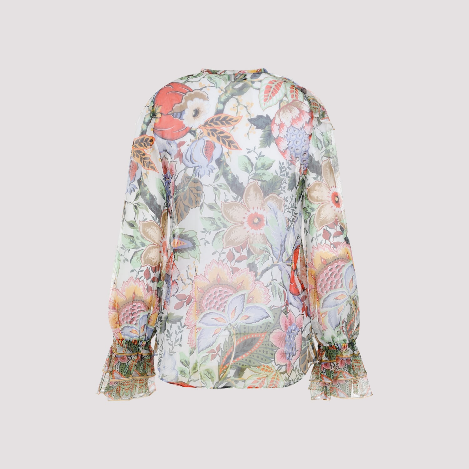 Shop Etro Silk Shirt In Stampa Fdo Bianco