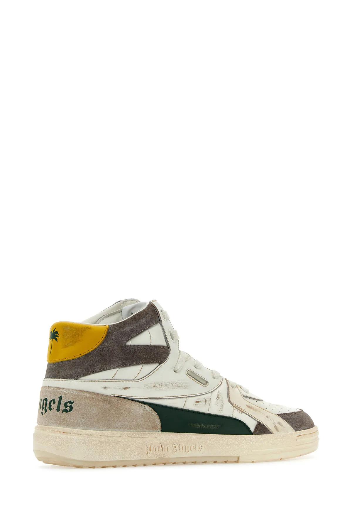 Shop Palm Angels Multicolor Leather Palm University Sneakers In Bianco