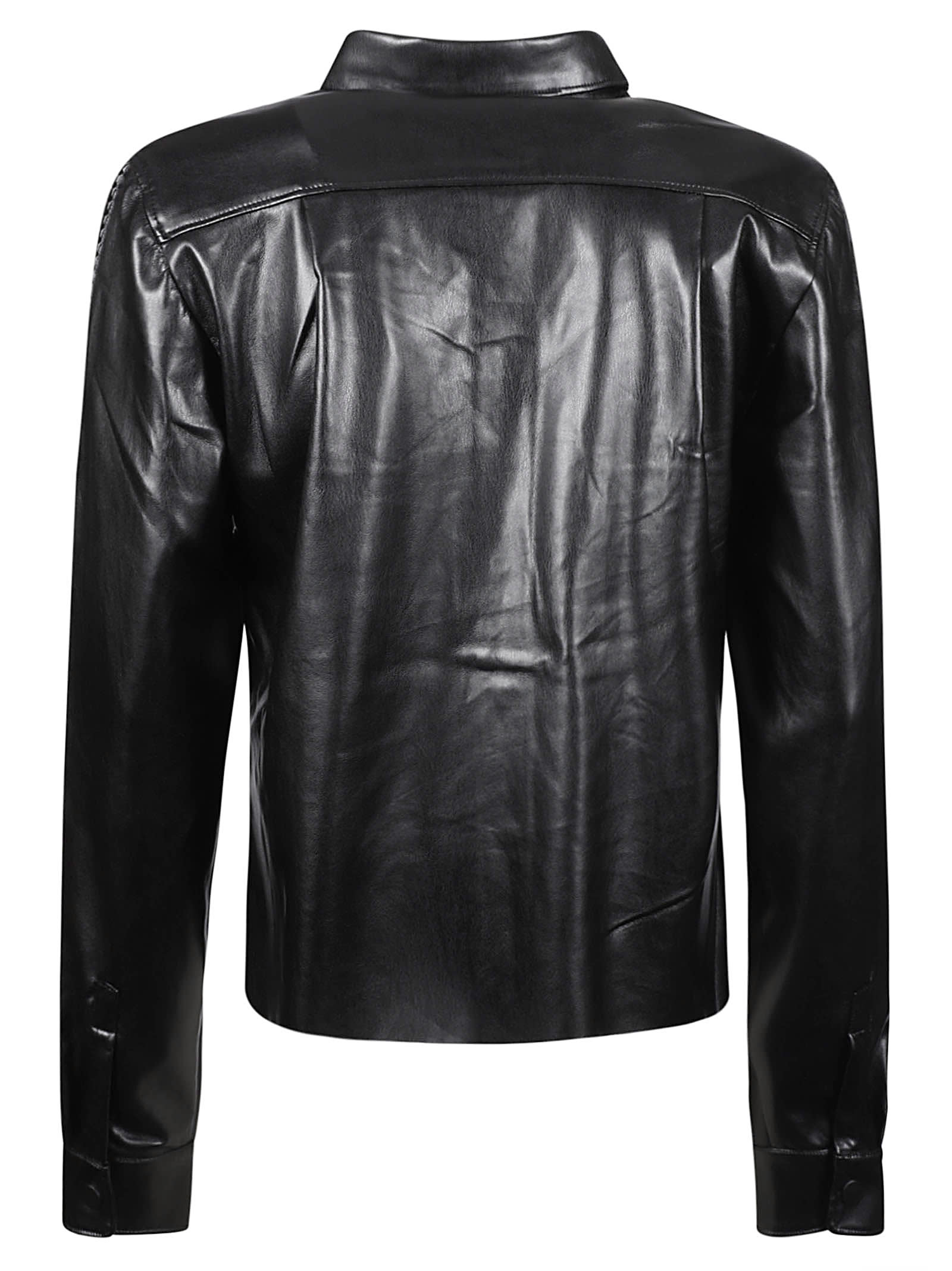 Shop Mes Demoiselles Lam Leather Jacket In Black