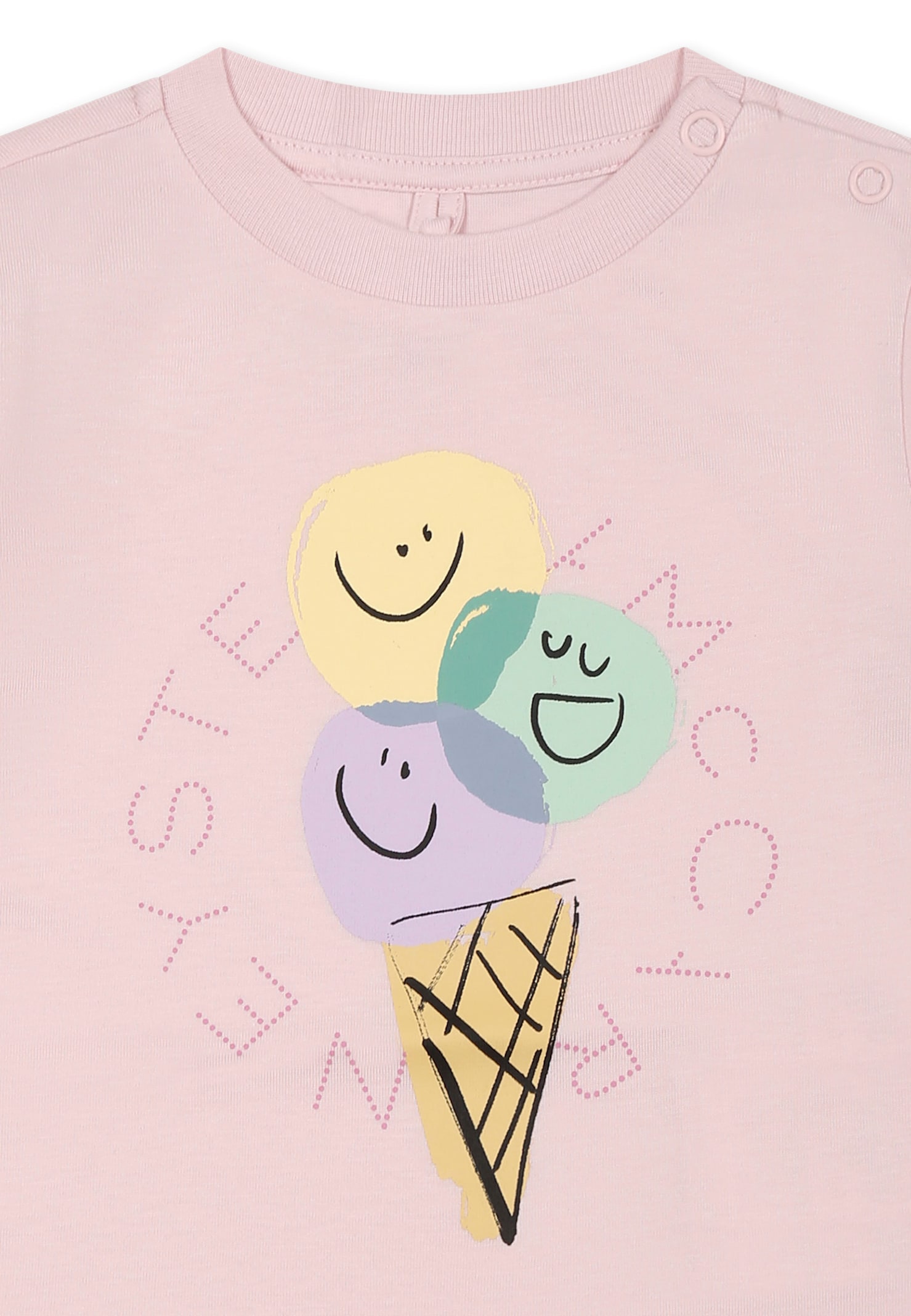 Stella Mccartney Pink T-shirt For Baby Girl With Ice Cream In Pink