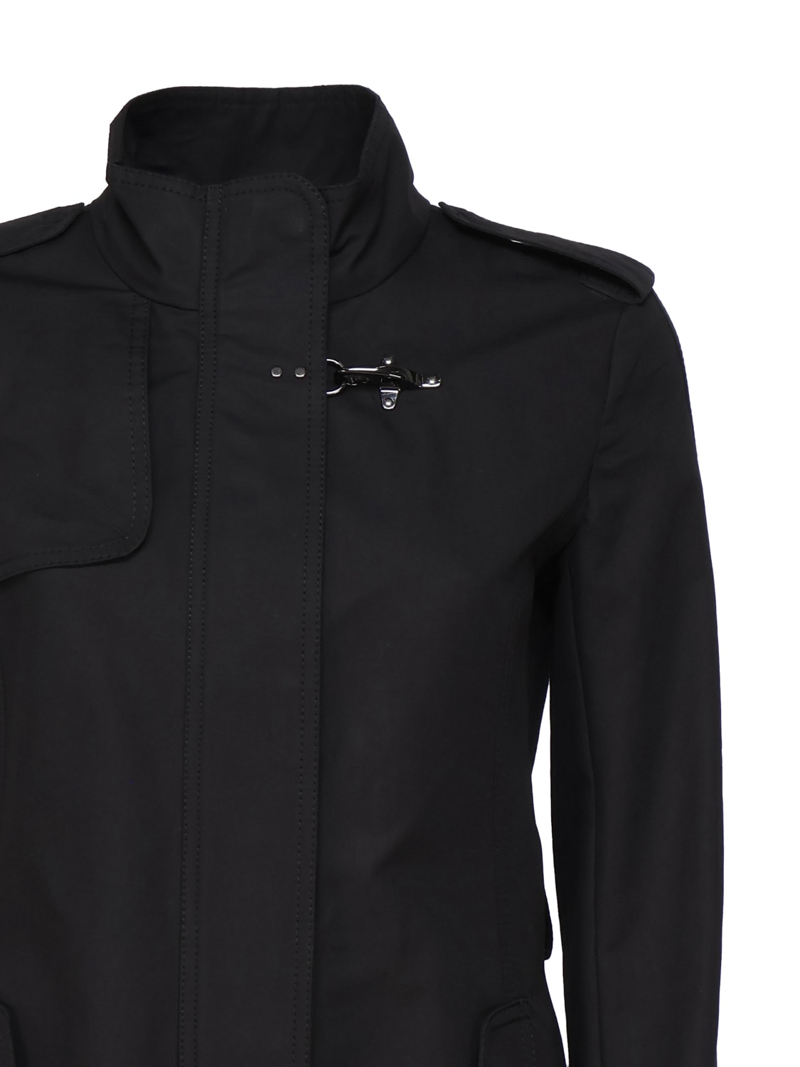 Fay Single Breasted Trench Coat In Black