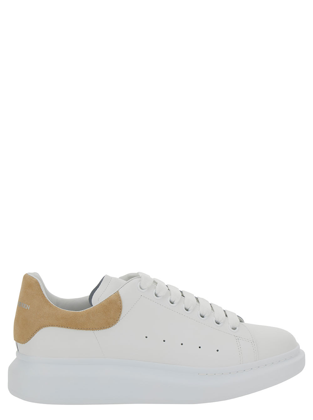 Shop Alexander Mcqueen White Low-top Sneakers With Chunky Sole And Contrasting Heel Tab In Leather Man
