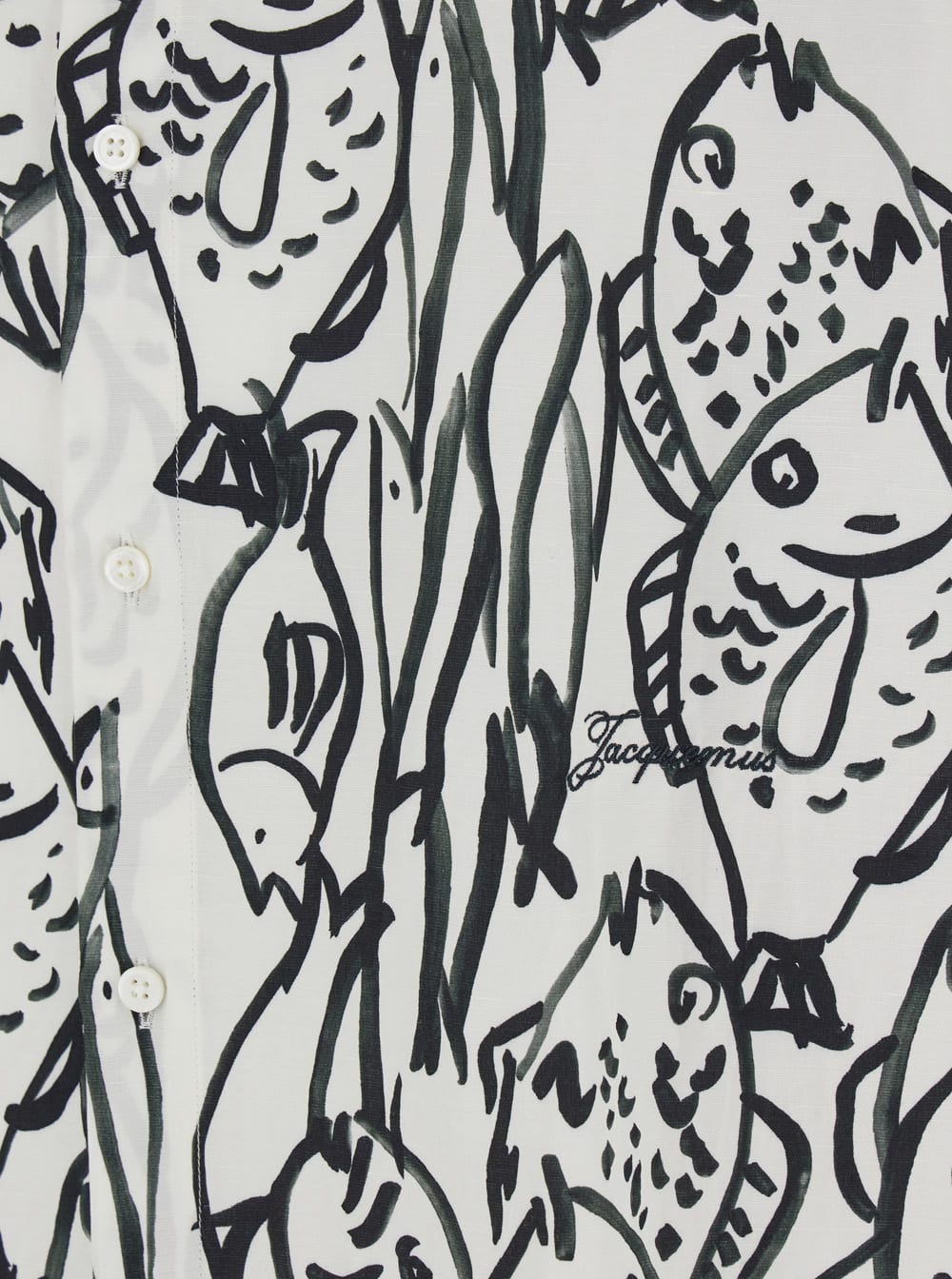 Jacquemus Shirt With Fish Print In Grey