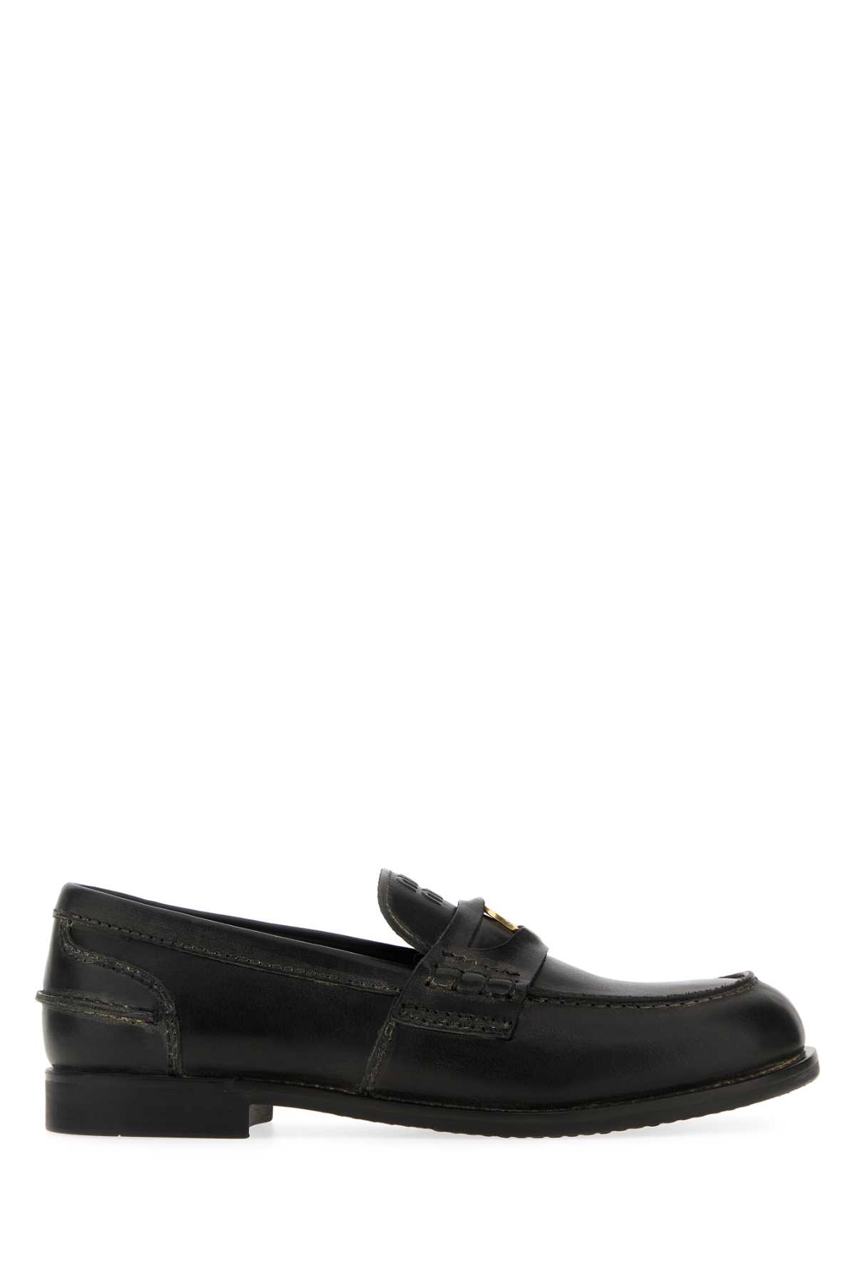 Miu Miu Round-toe Loafers In Black