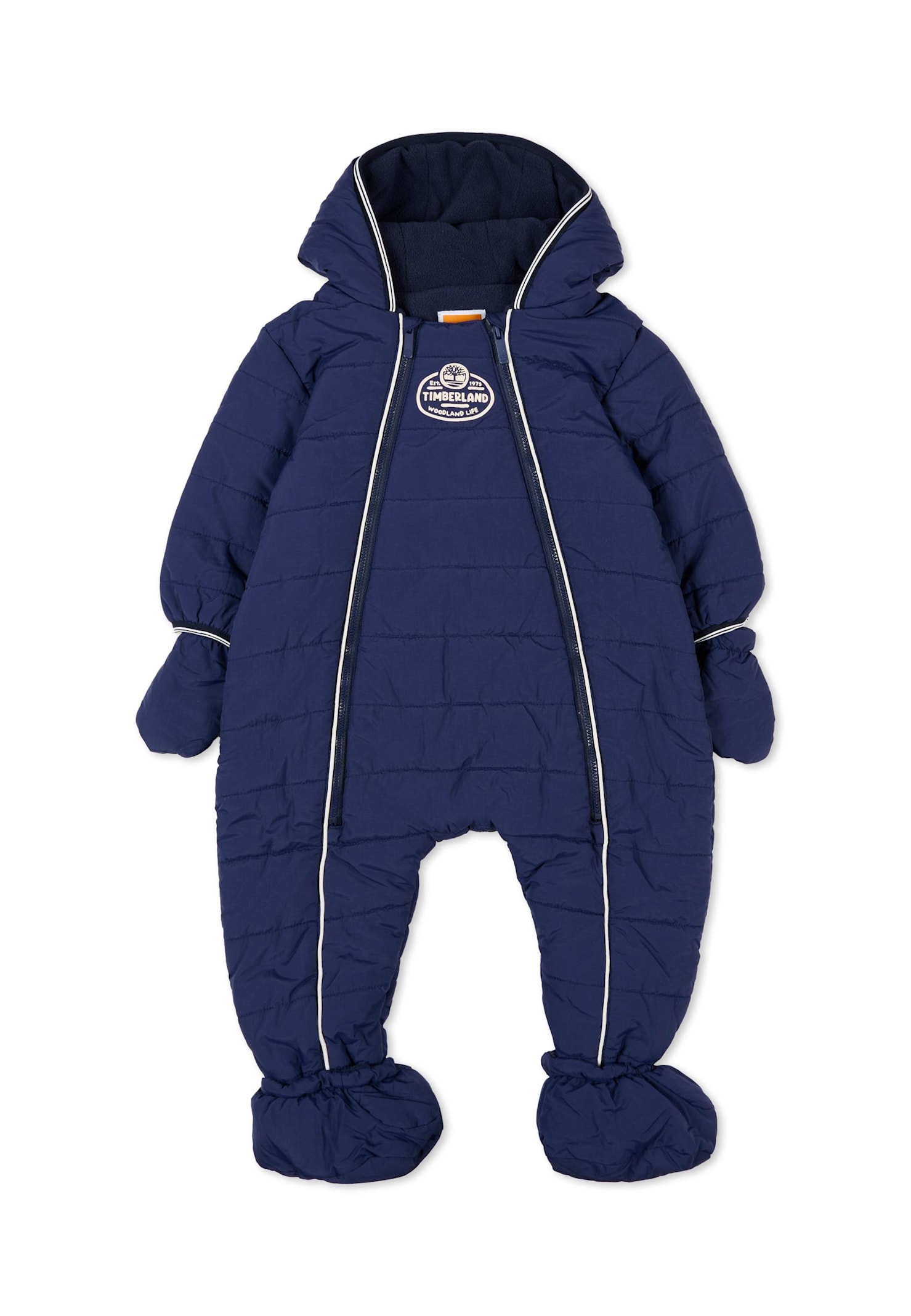 Timberland Blue Snowsuit For Baby Boy With Logo In Blue