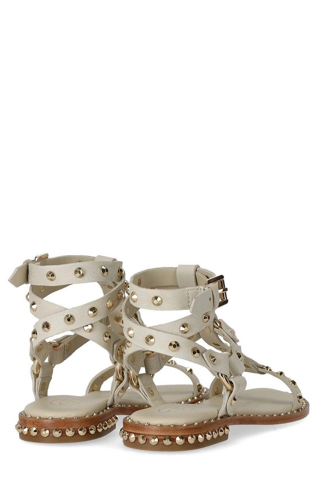 Shop Ash Pulp Studded Ankle-strap Sandals In Panna