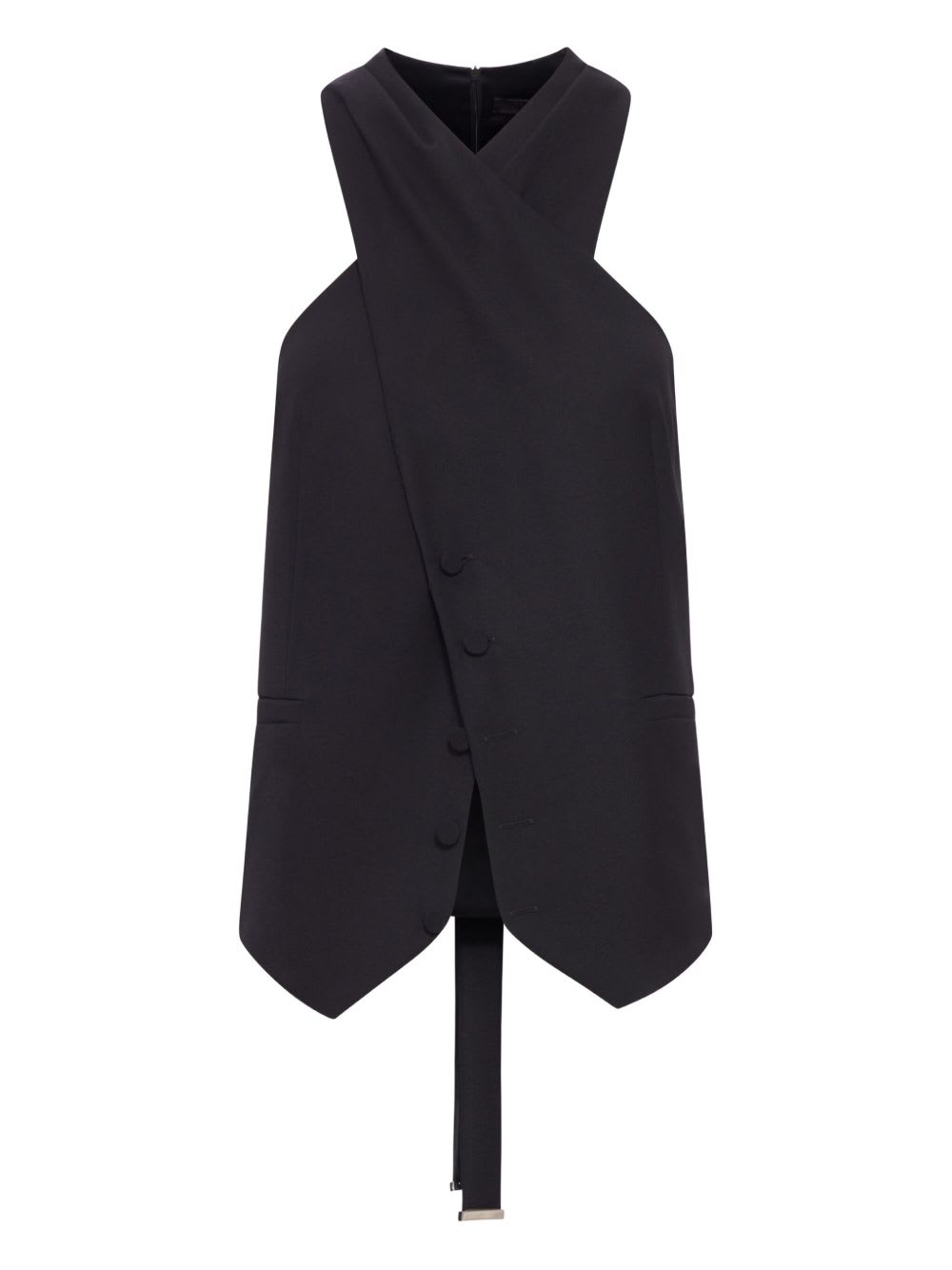 Max Mara Wool And Satin Gabardine Vest In Black