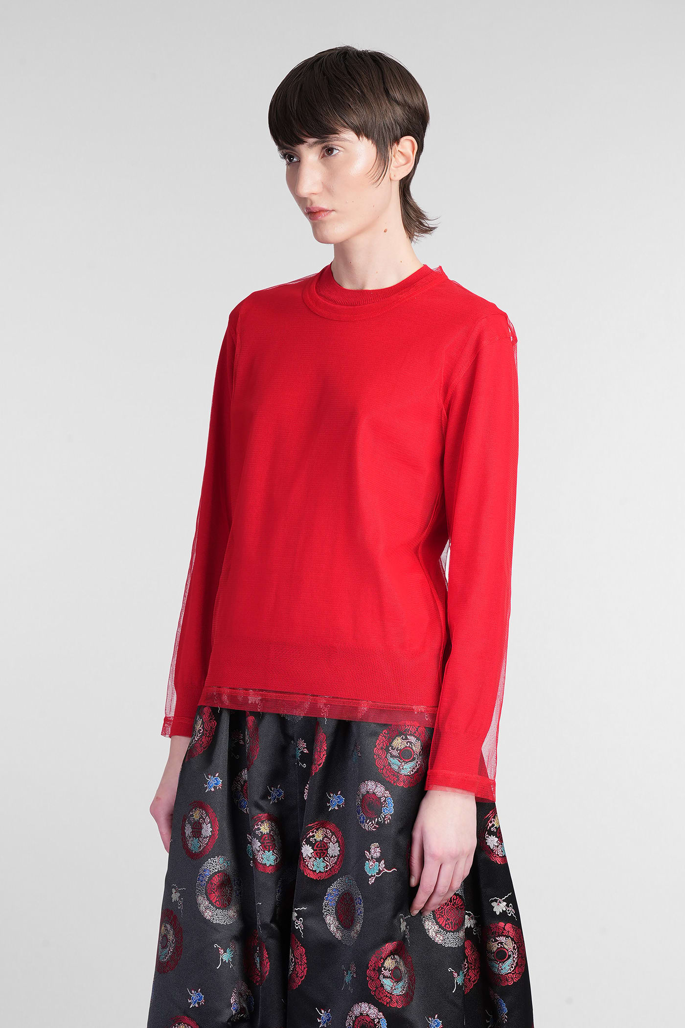 Shop Comme Des Garçons Knitwear In Red Wool