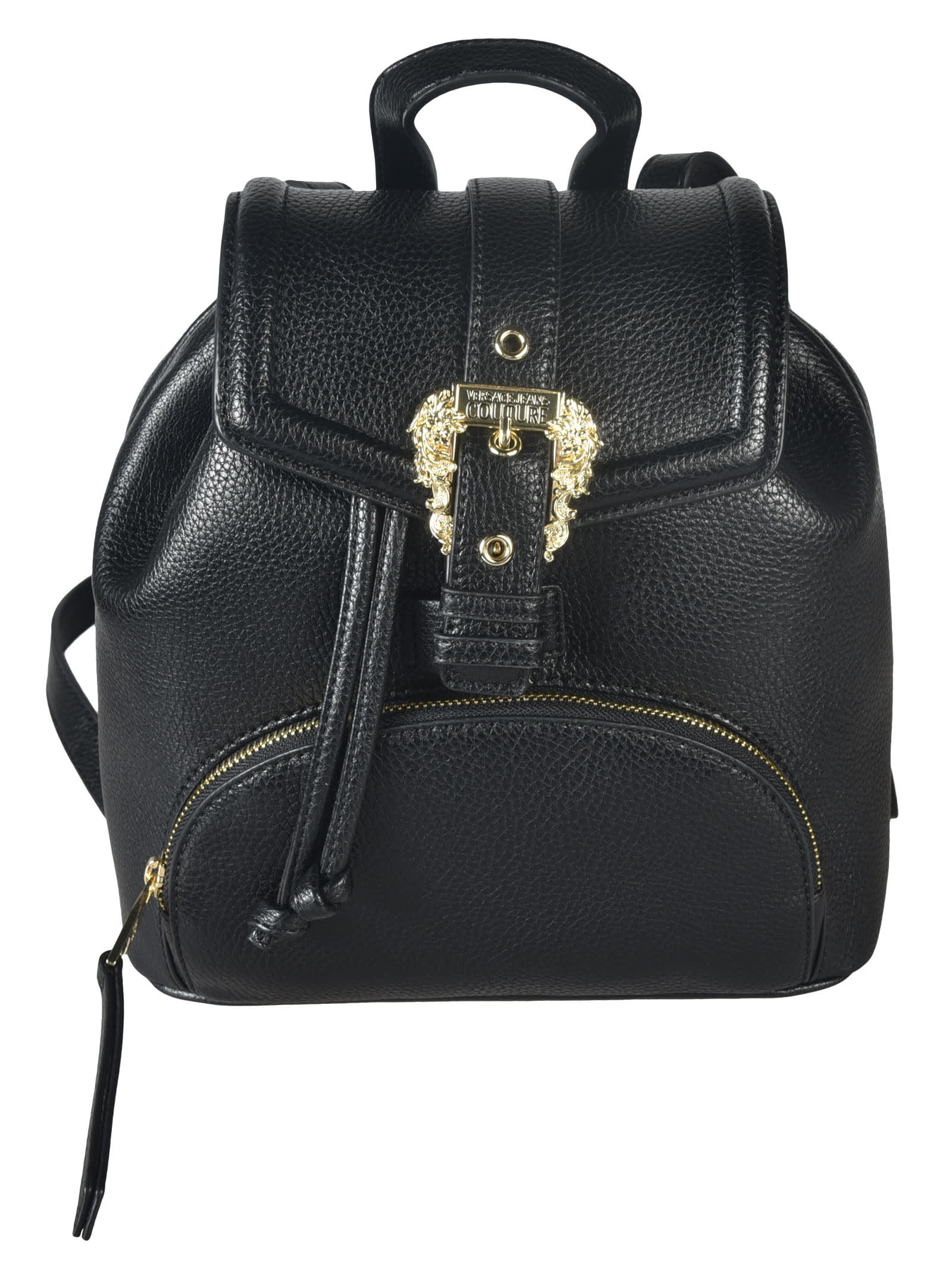 Versace Jeans Couture logo-plaque Faux-Leather Backpack - Black