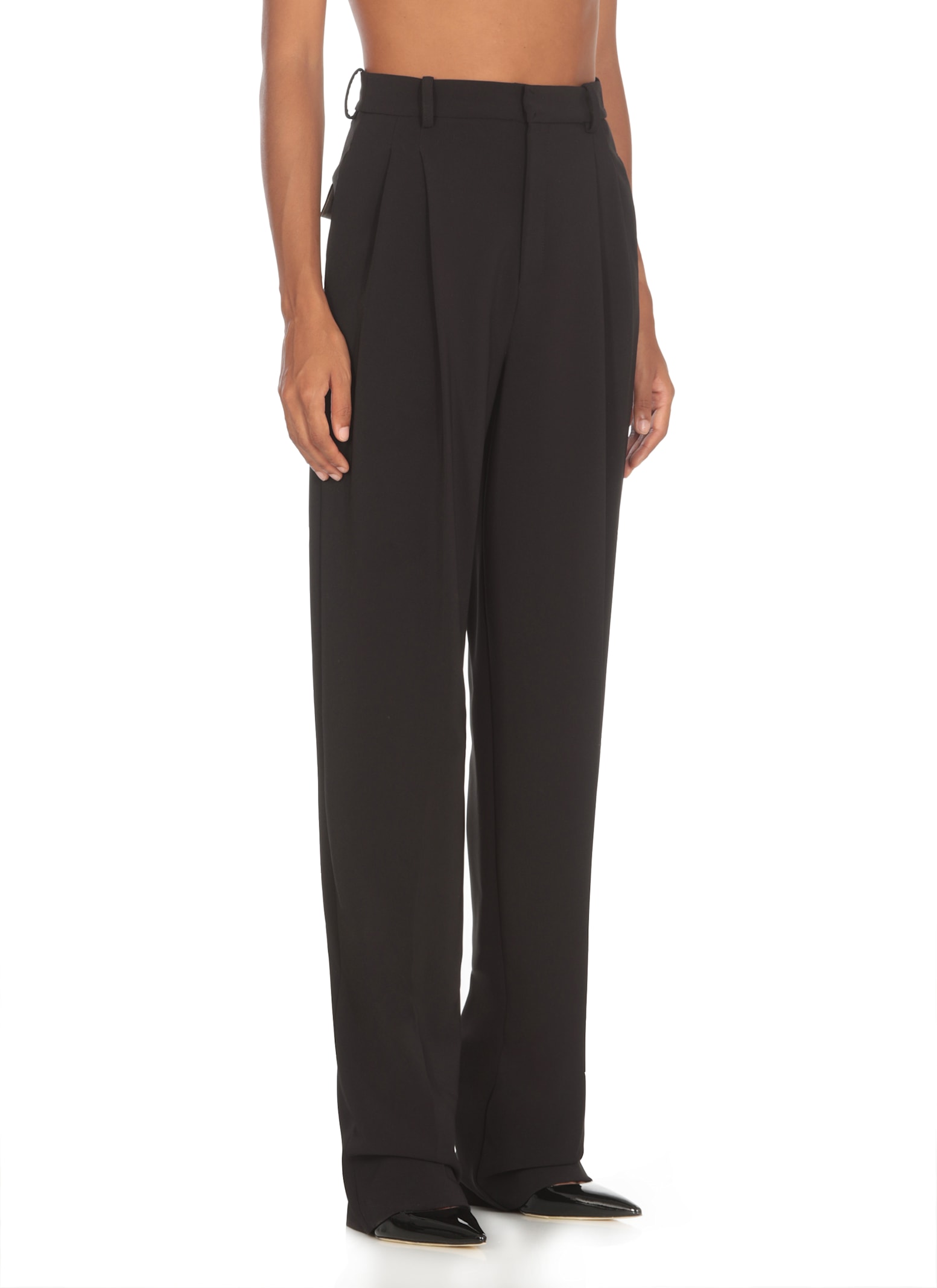 Shop Elisabetta Franchi Crepe Pants In Black