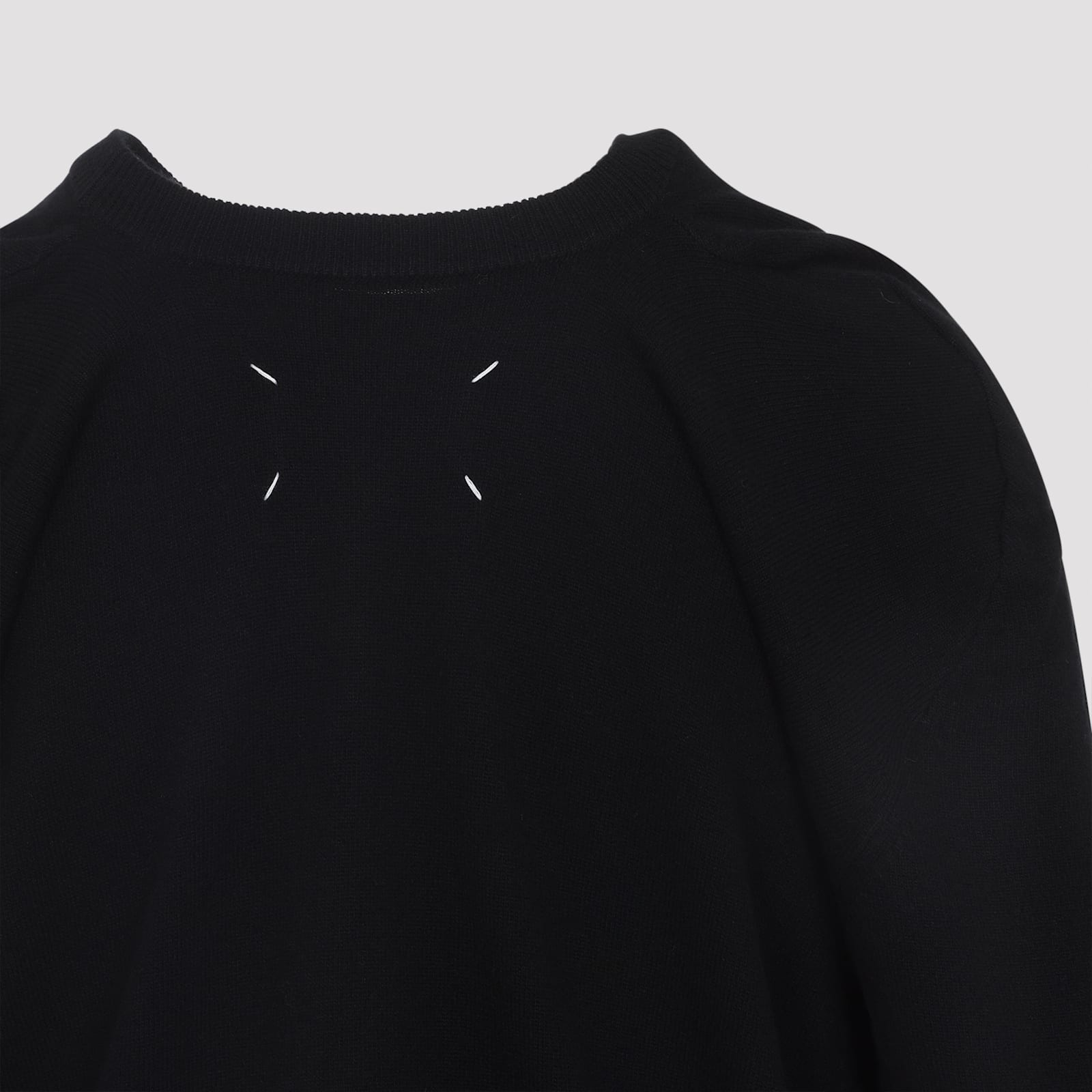 Maison Margiela Long-sleeved Wool Sweater With Cropped Fit And Minimalist Details In Black