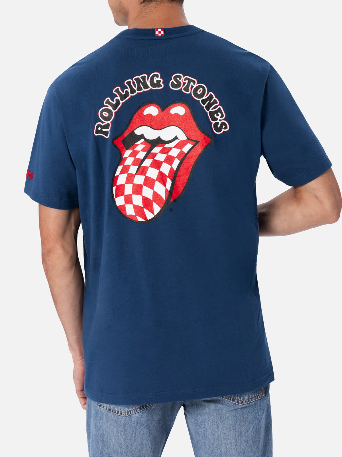 MC2 SAINT BARTH MAN COTTON T-SHIRT WITH ROLLING STONES FRONT AND BACK PLACED PRINT ROLLING STONES SPECIAL EDITION