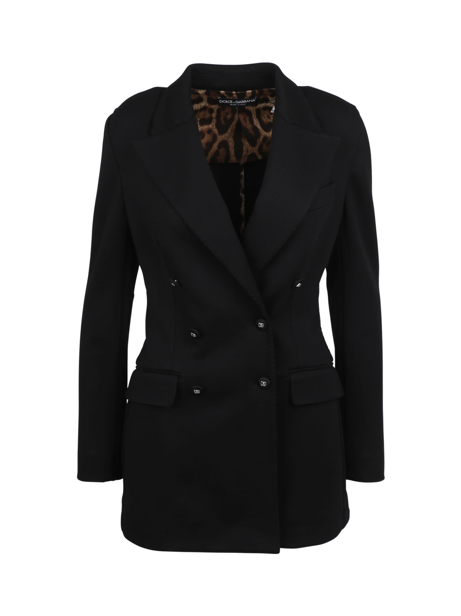Dolce & Gabbana Double-breasted Fitted Suit Jacket In Black