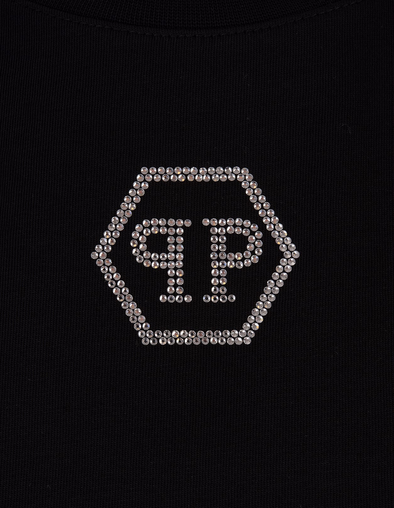 Shop Philipp Plein Crystal Hexagon Round Neck Ss T-shirt In Black