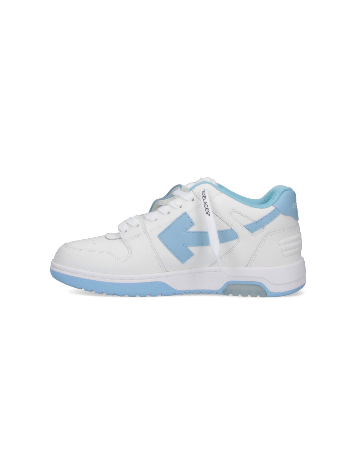 Off-white Low-top Sneakers With Leather Upper And Iconic Accents In White Light B