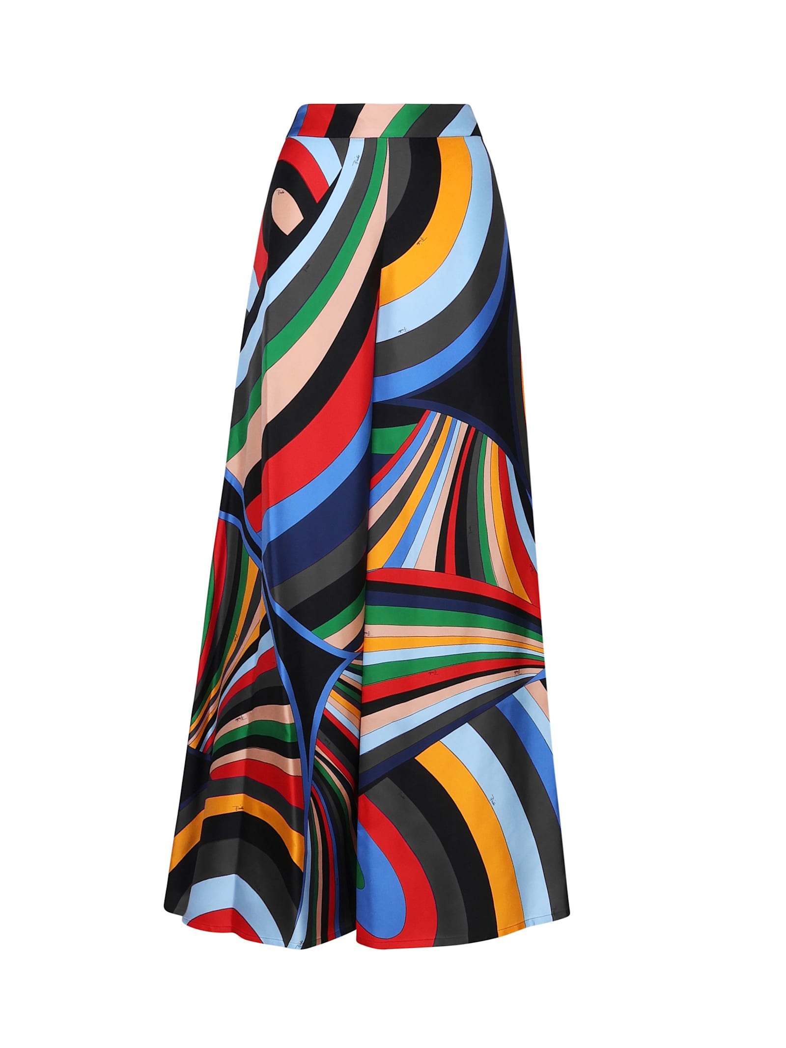 Pucci Iride Silk Twill Wide-leg Pants In Multicolour