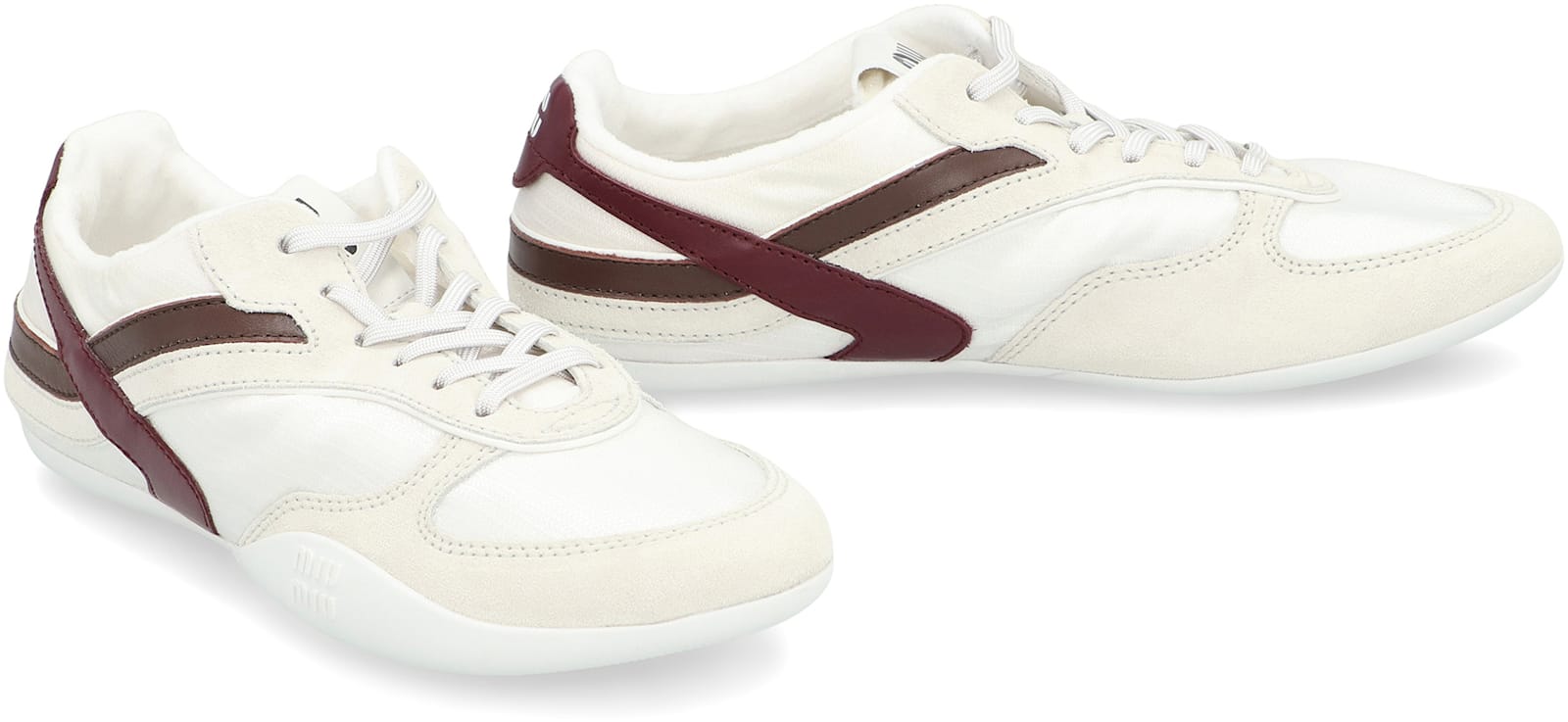 Miu Miu Techno Fabric And Leather Sneakers In White