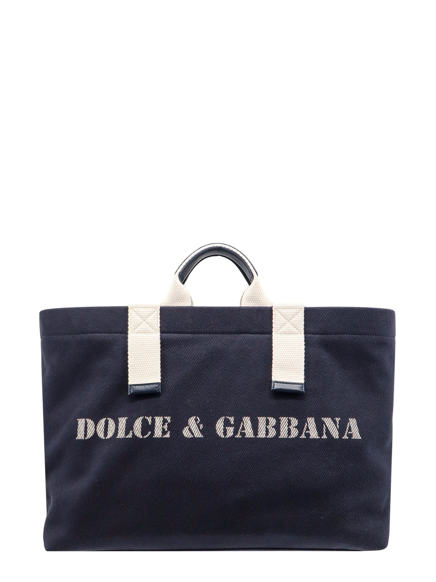 Dolce & Gabbana Shopping Bag In Blu/bianco