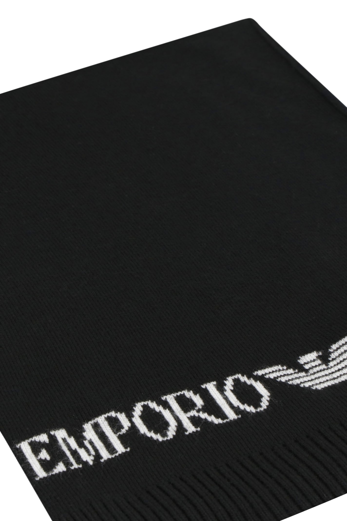 Shop Emporio Armani Knit Beanie And Scarf Set In Black