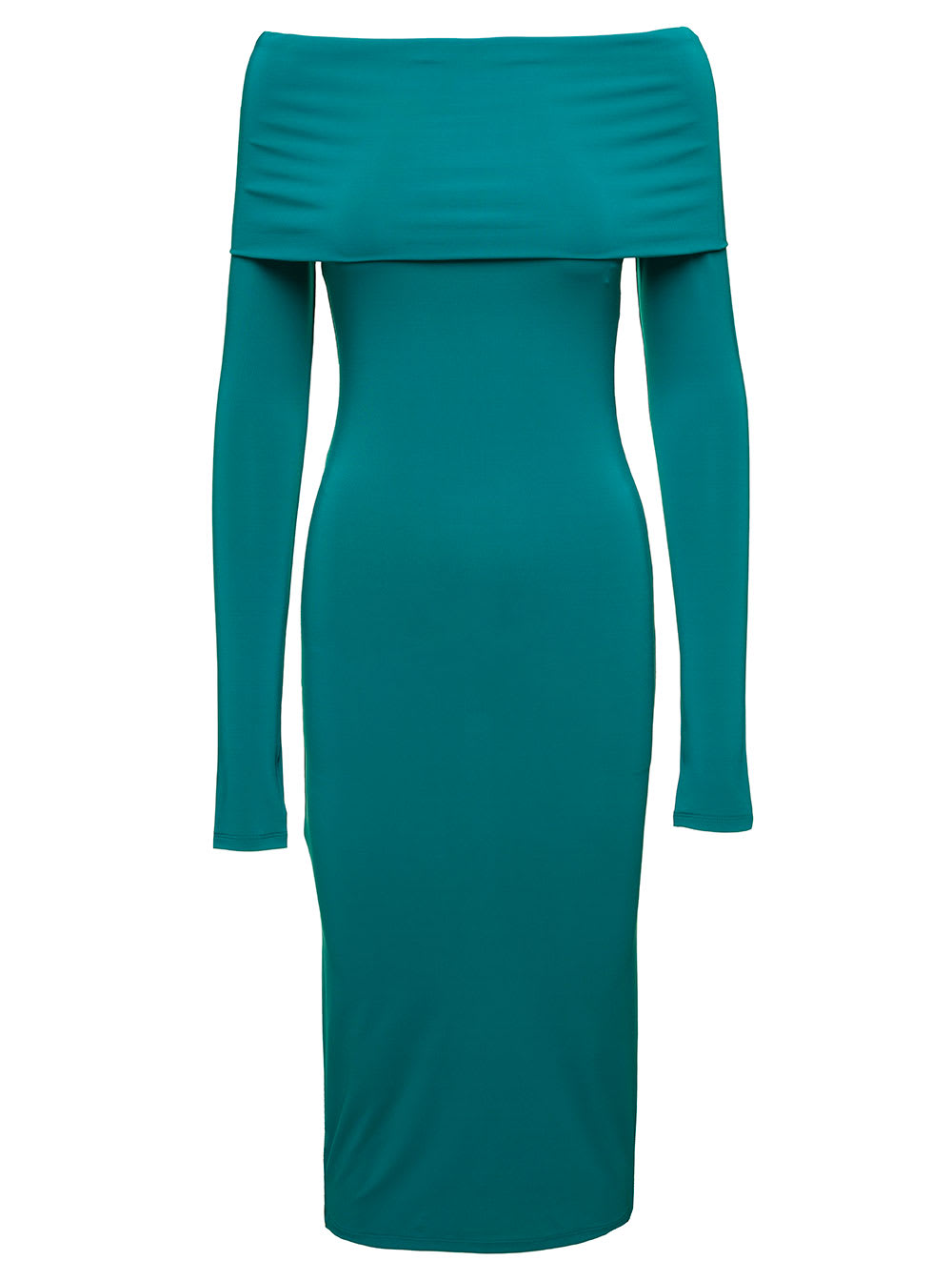 THE ANDAMANE KAIA LIGHT-BLUE OFF-THE-SHOULDERS MIDI DRESS IN JERSEY WOMAN THE ANDAMANE