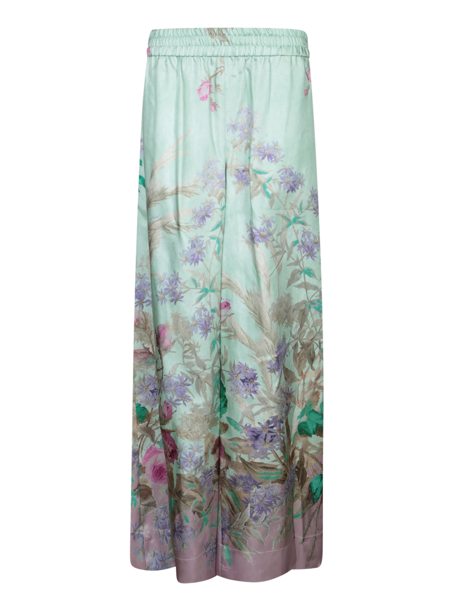 Silk Sky Blue Floral Pants