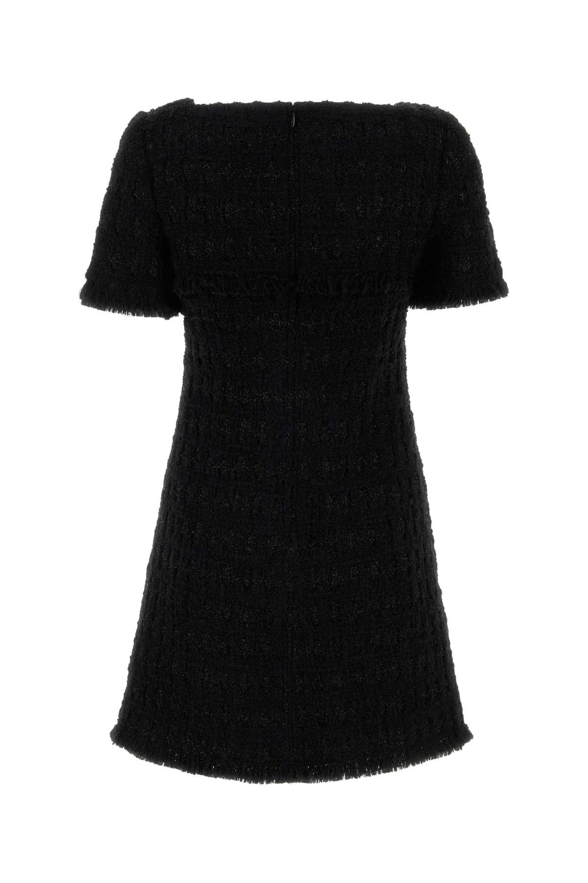 Shop Tory Burch Black Tweed Mini Dress In 001