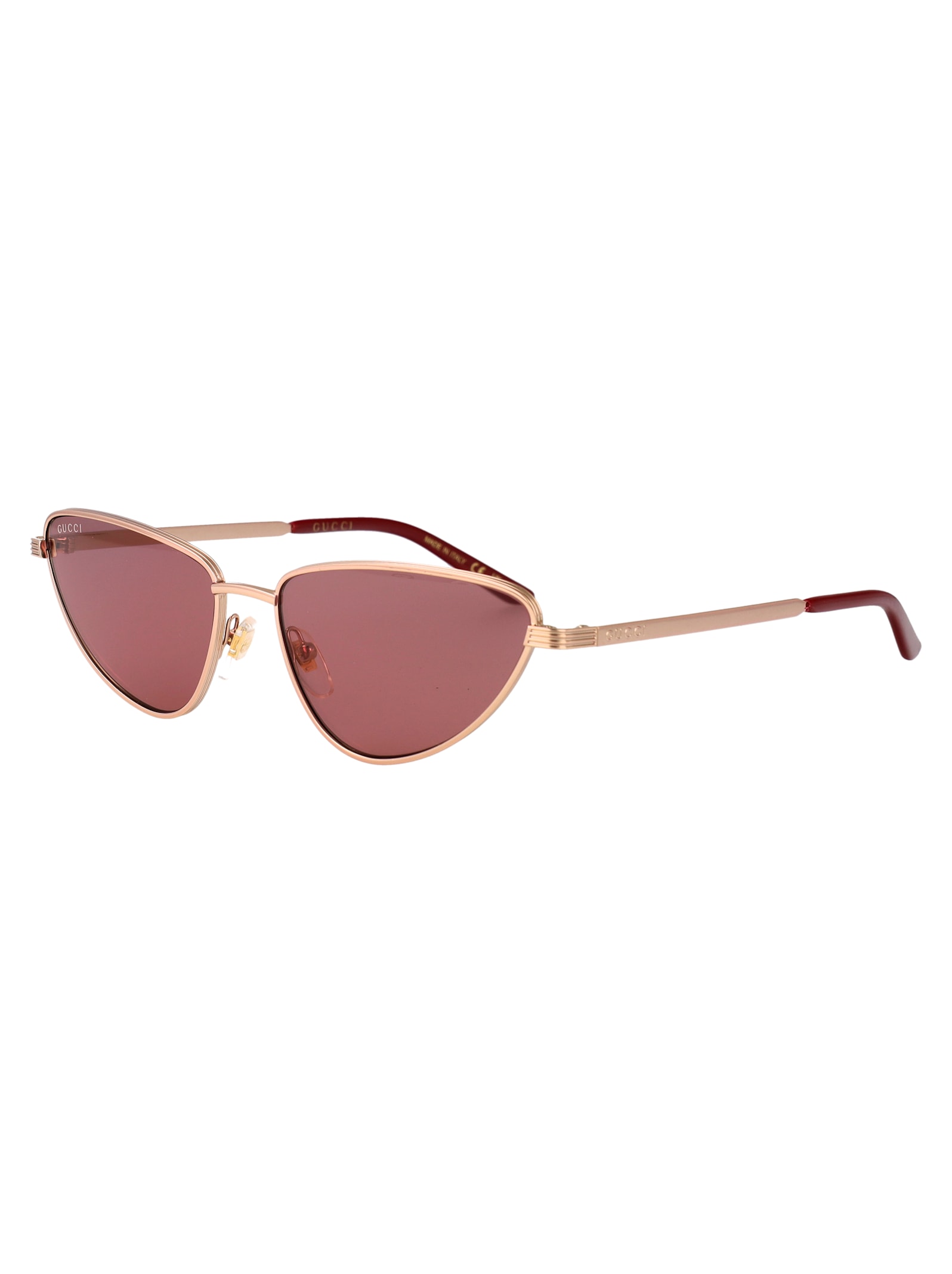 Gucci Gold-gold-red Metal Sunglasses In Multi