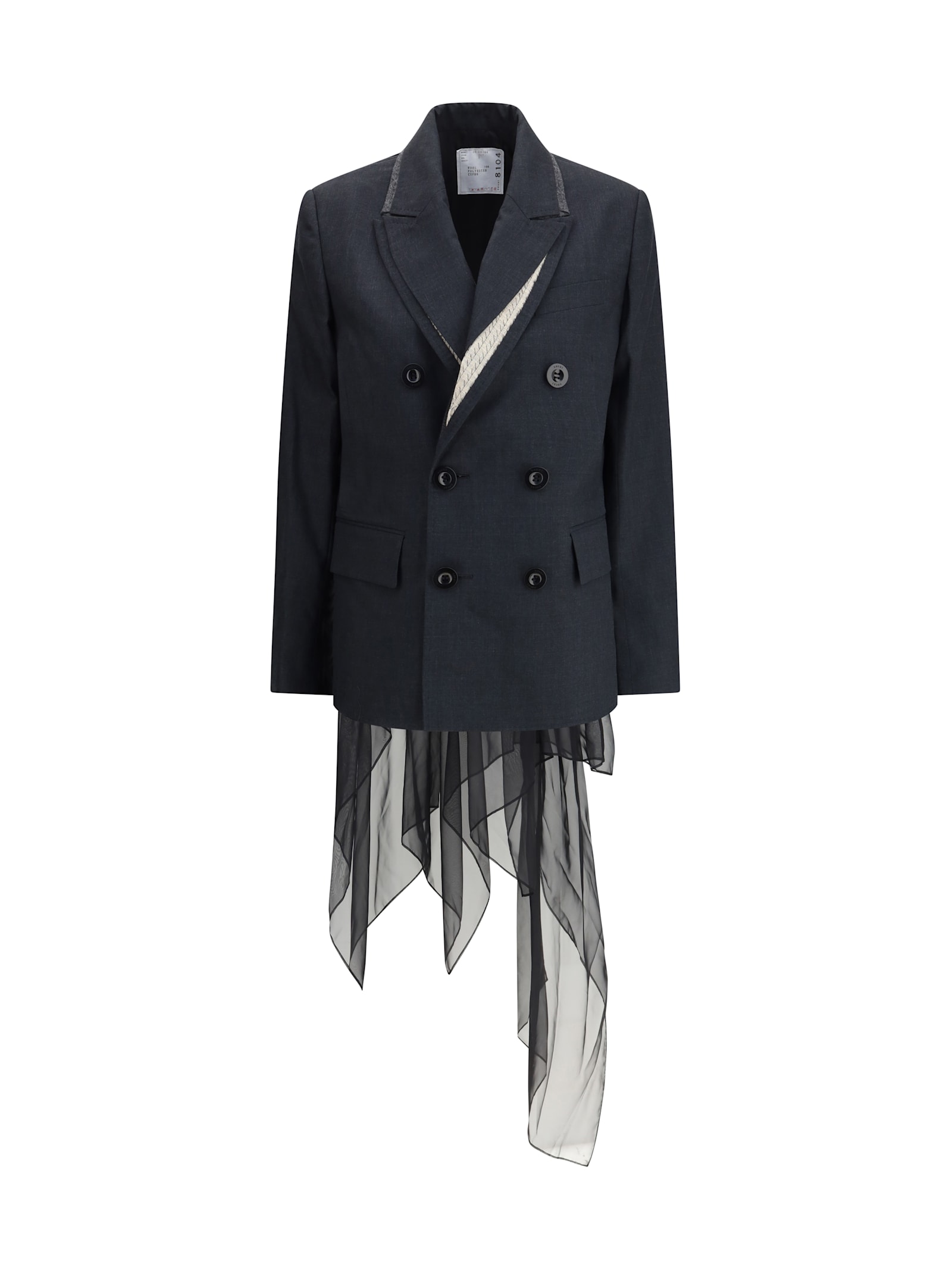 Sacai Double-breasted Blazer In Blue