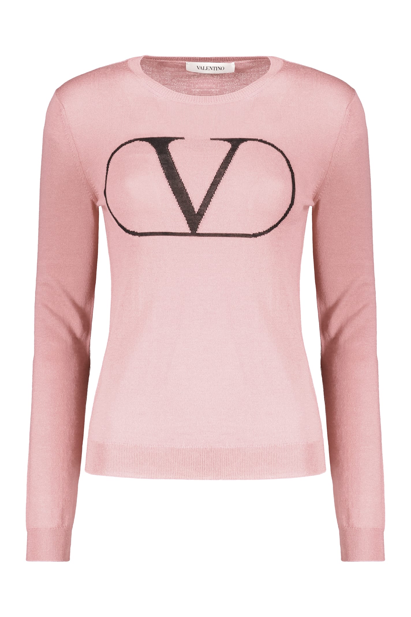 Valentino Long Sleeve Crew-neck Sweater In Multi