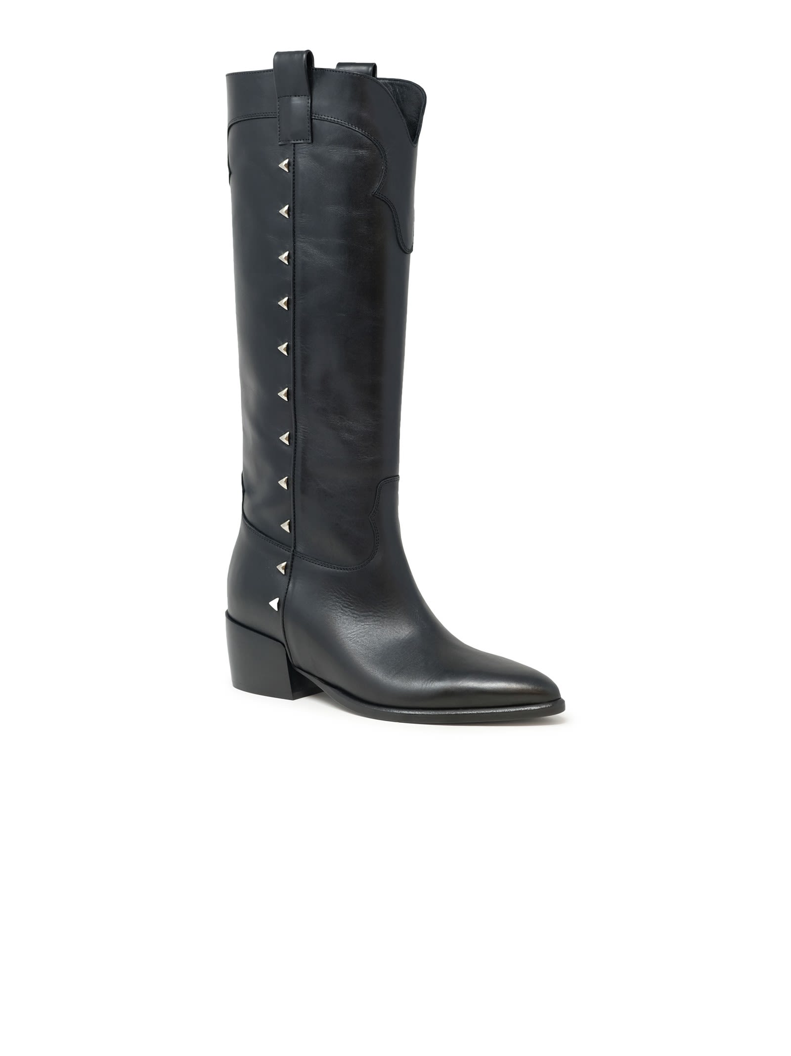 Shop Elena Iachi Black Leather Yvette Ankle Boots