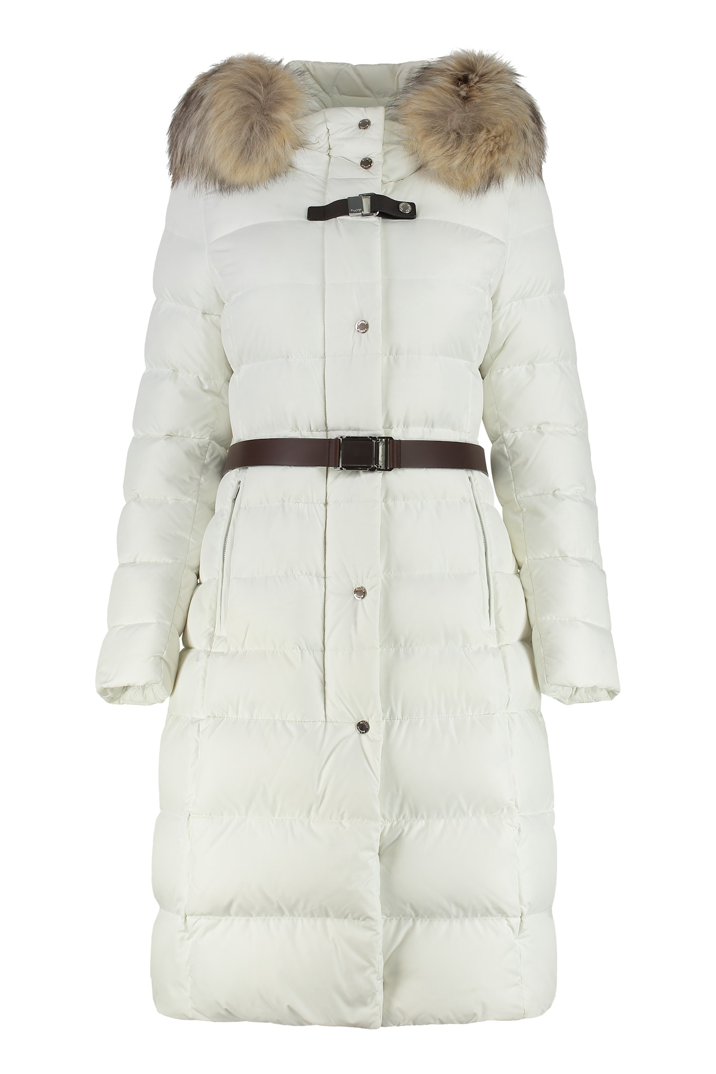 Moorer Niki Long Hooded Down Jacket In White