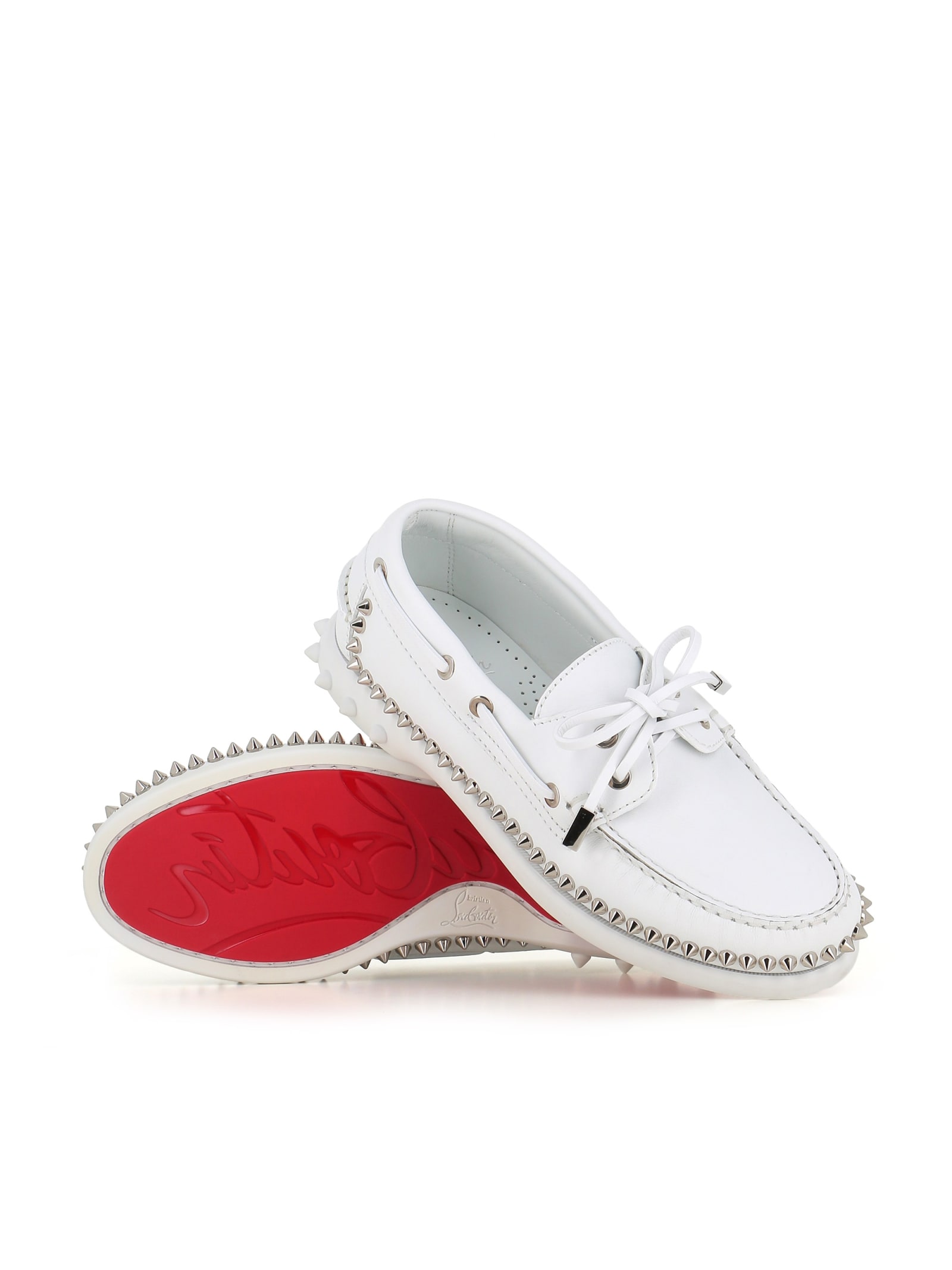 Shop Christian Louboutin Boat Loafer Gerockel In Bianca